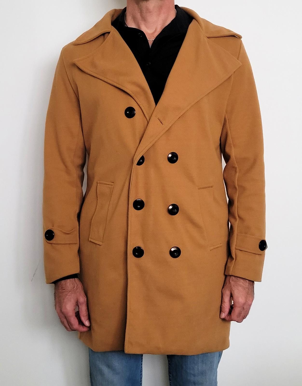 Other Men’s 42R Camel Double Breasted Wool Coat Topcoat Unbranded Size US S / EU 44-46 / 1 - 1 Thumbnail