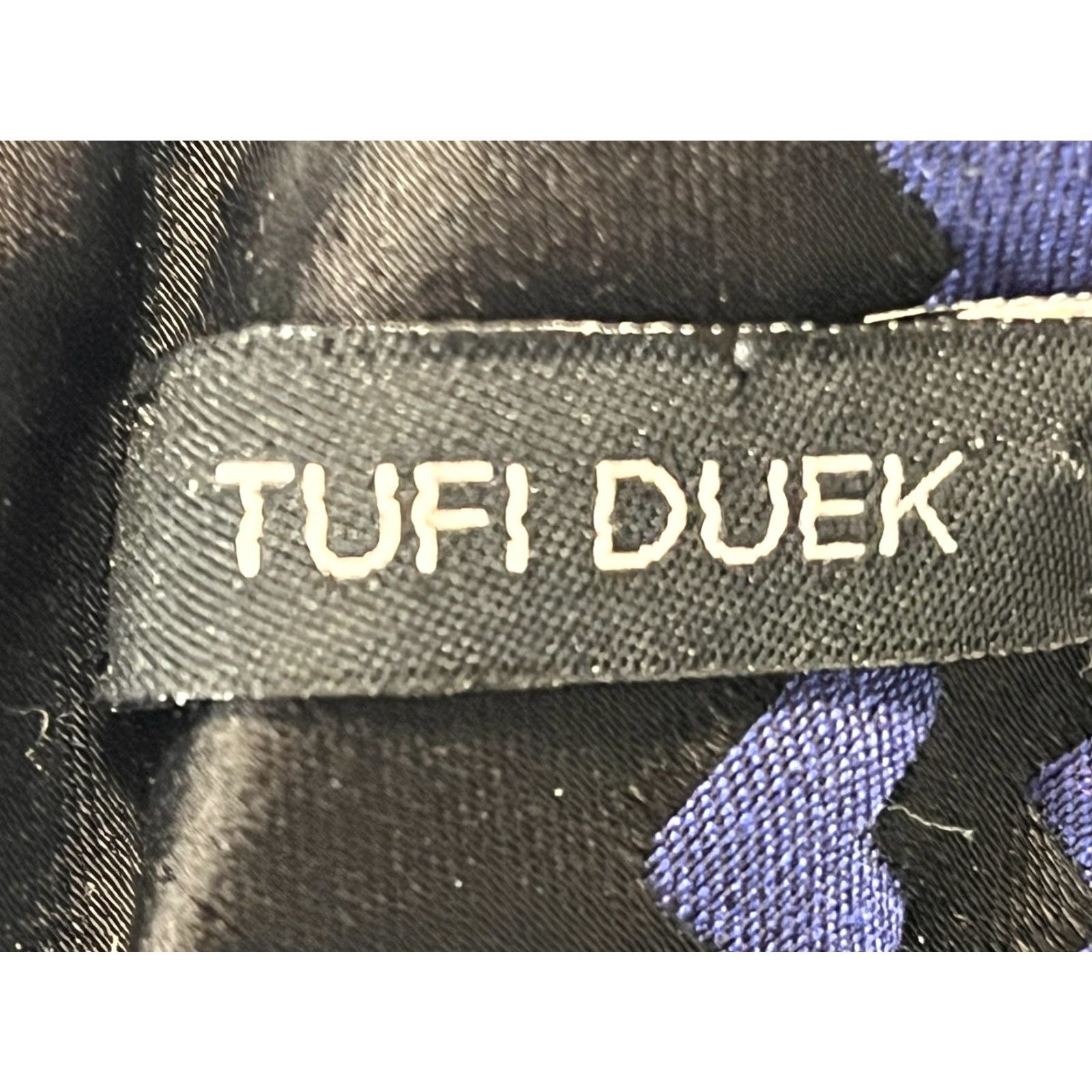 Vintage Tufi Duek Dress Midi Houndstooth Mock Turtleneck Zip 36 VGUC Womens Black Blue Size XS / US 0-2 / IT 36-38 - 7 Thumbnail