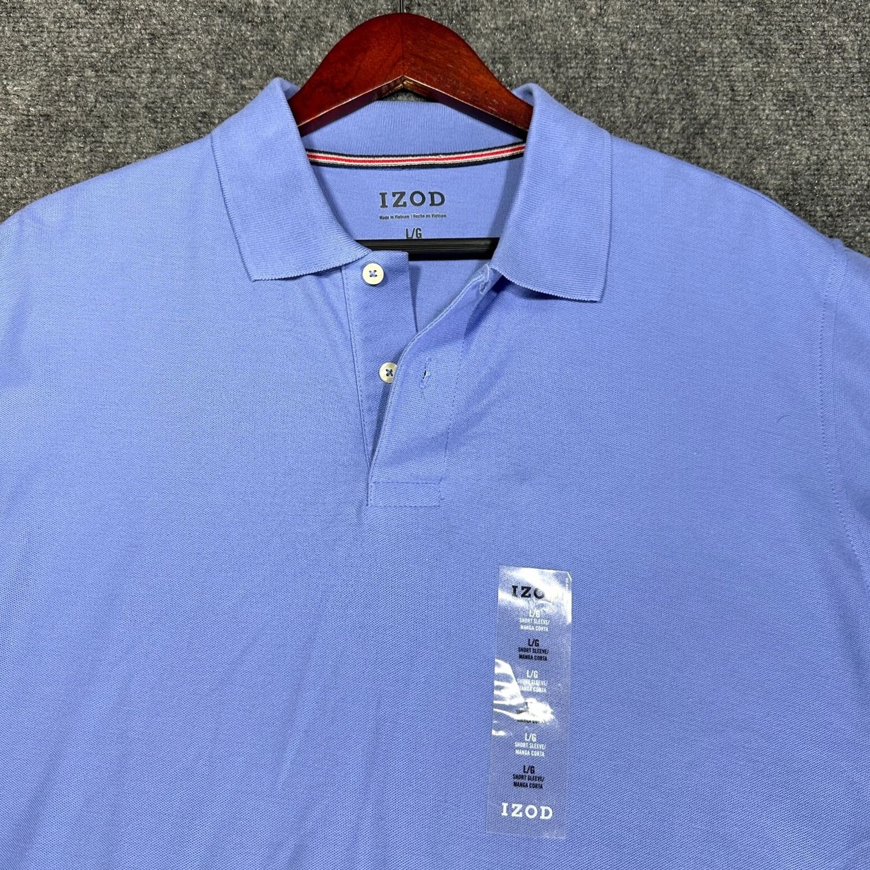 Izod Izod Polo Shirt Mens Large Blue Short Sleeve Pima Cotton No Roll Collar NEW Size US L / EU 52-54 / 3 - 4 Thumbnail