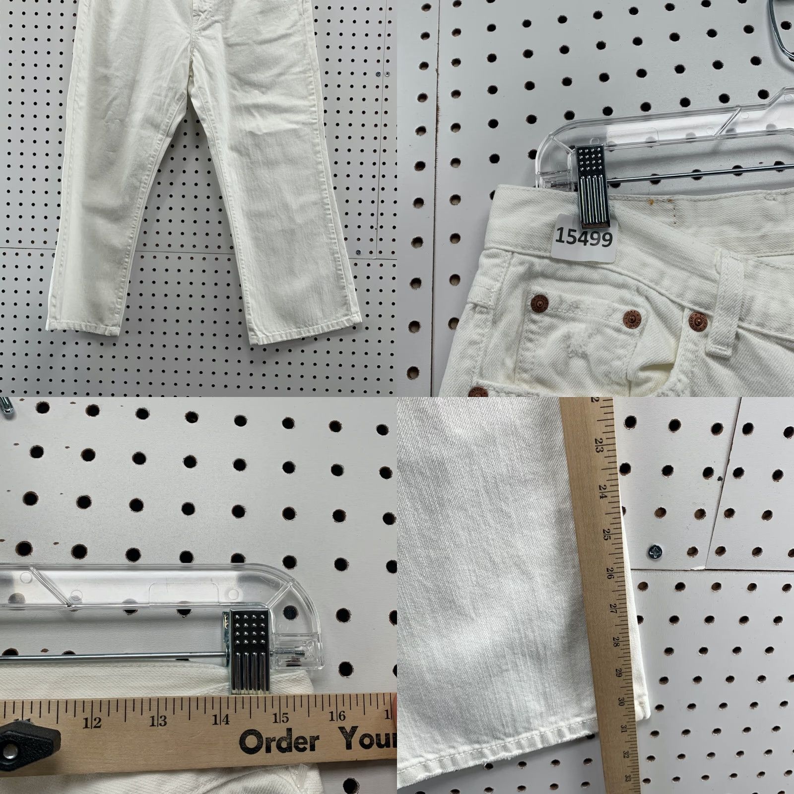 Lucky Brand VINTAGE Lucky Brand Jeans Main Selling Point White Dungarees Capris 32x23 Women 8/29 USA 1990s Womens Jeans Size 30" / US 8 / IT 44 - 8 Thumbnail