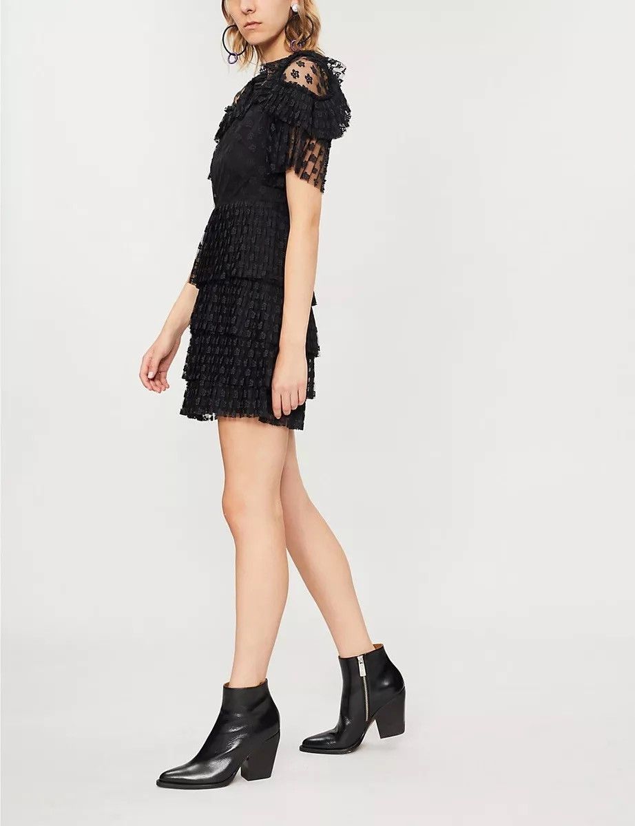 Designer × Sandro Sandro Floral-lace tiered dress Black Size XS / US 0-2 / IT 36-38 - 6 Thumbnail