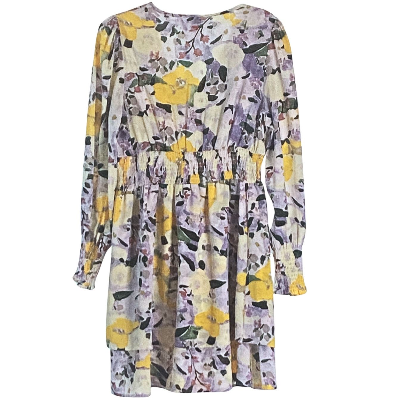 Shein Long Sleeve Floral Ruffle Mini Dress Size L / US 10 / IT 46 - 2 Thumbnail