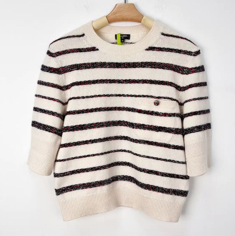 Chanel Chanel Cream Cotton Women's T-Shirt 0089 Size S / US 4 / IT 40 - 1 Thumbnail