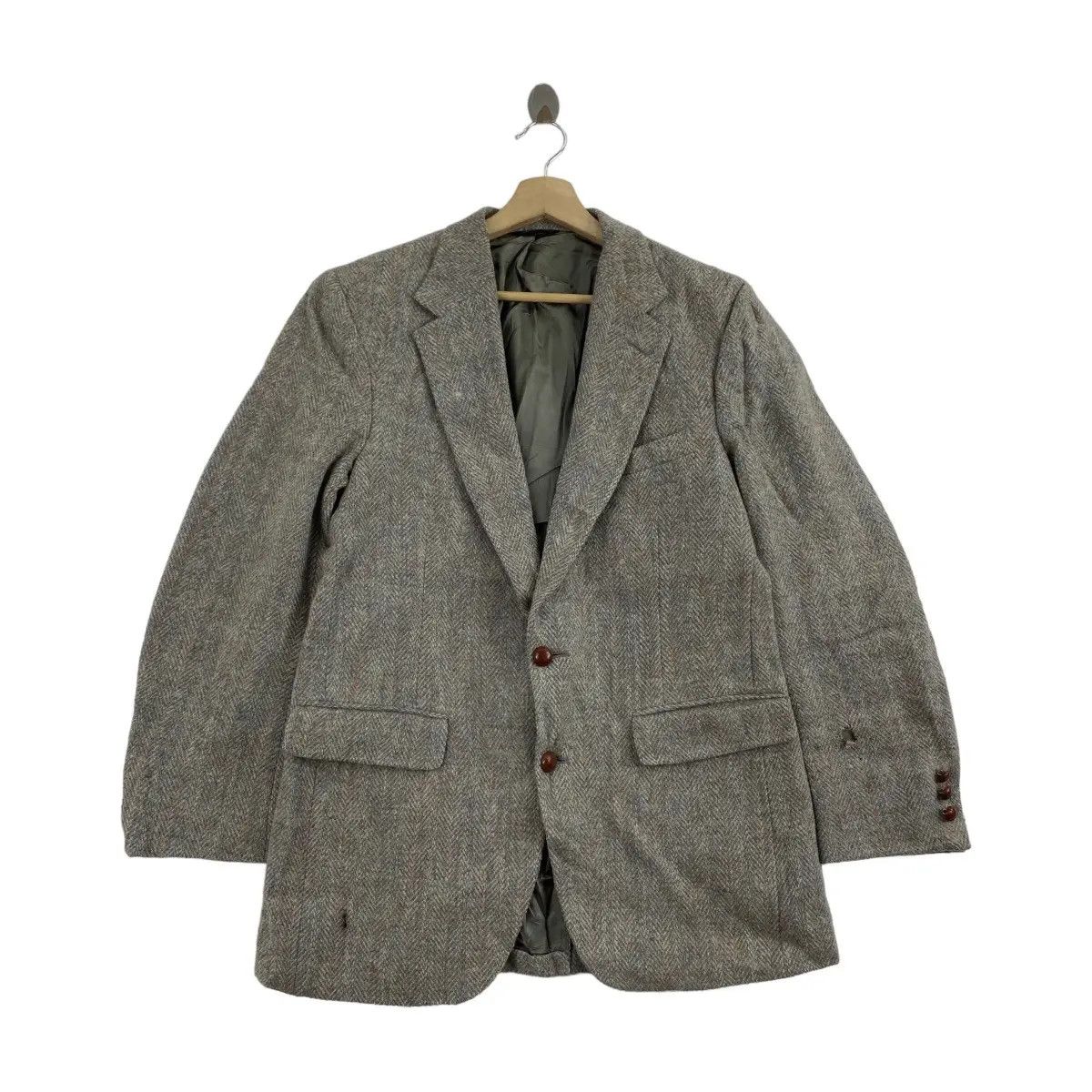 Harris Tweed Vtg HARRIS TWEED Hand Woven Houndstooth Blazer Lawrence Shop Size 40R - 1 Thumbnail