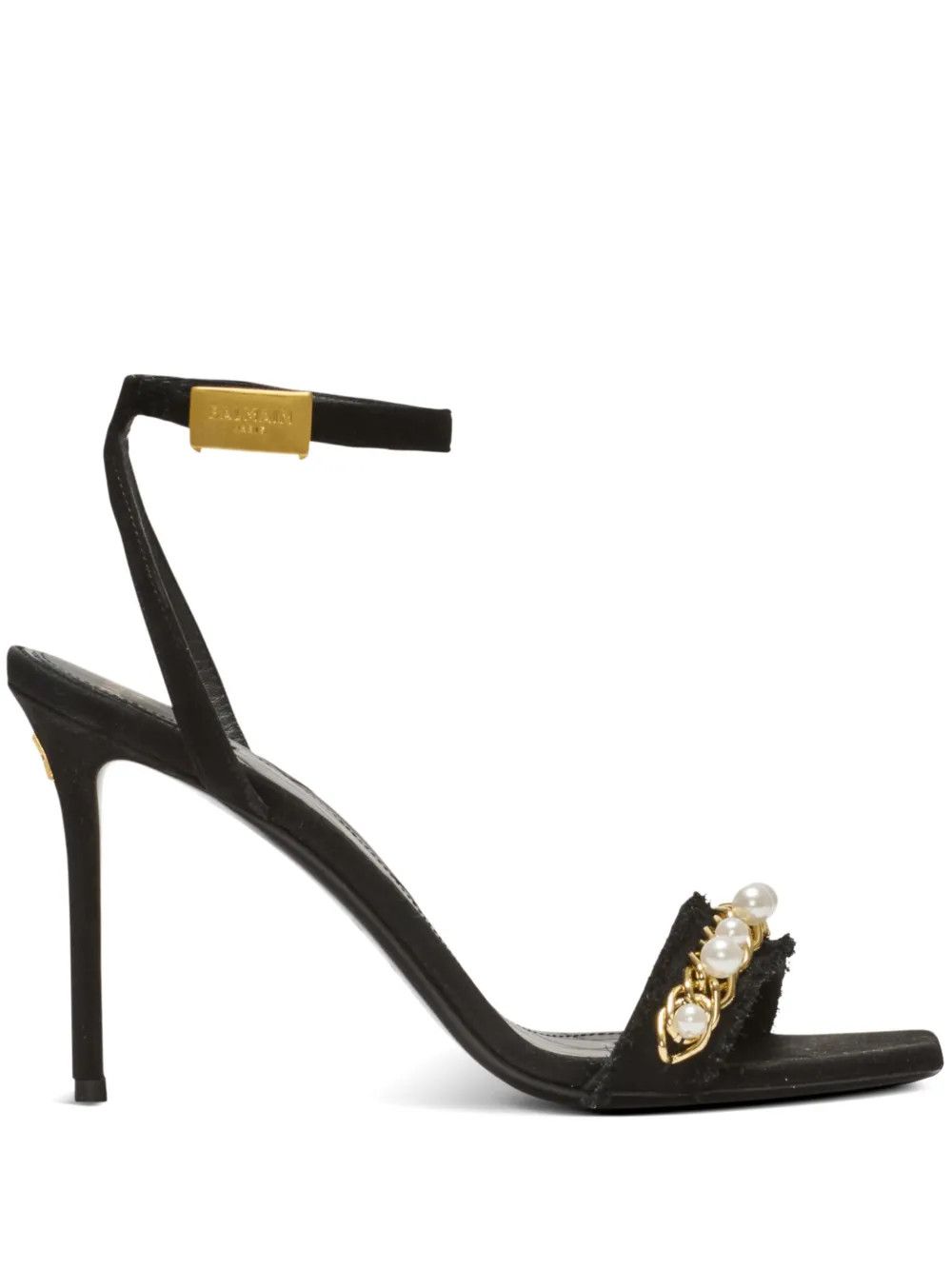 Balmain o1s1wg111225 110mm Suede Sandals in Black Size US 5 / IT 35 - 1 Thumbnail