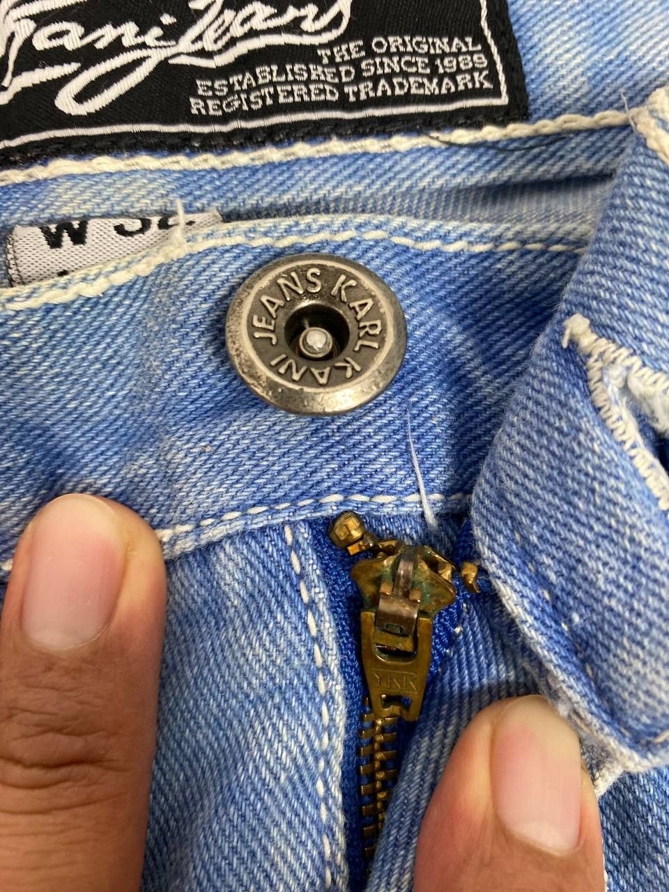 vintage 90s karl kani baggy denim embroided logo