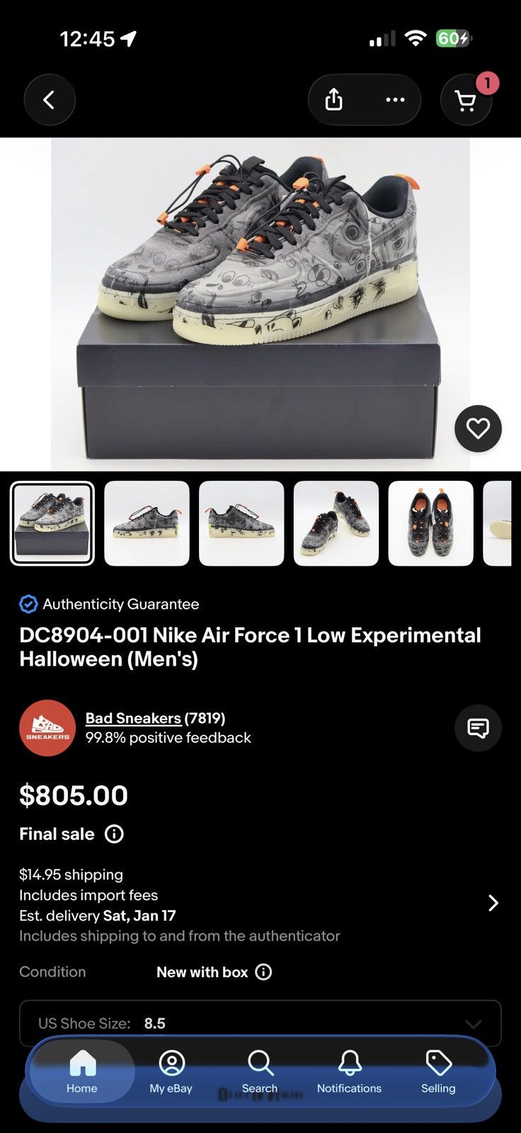 Nike Nike Air Force 1 Experimental 'Halloween' 2021 Size US 8.5 / EU 41-42 - 4 Thumbnail