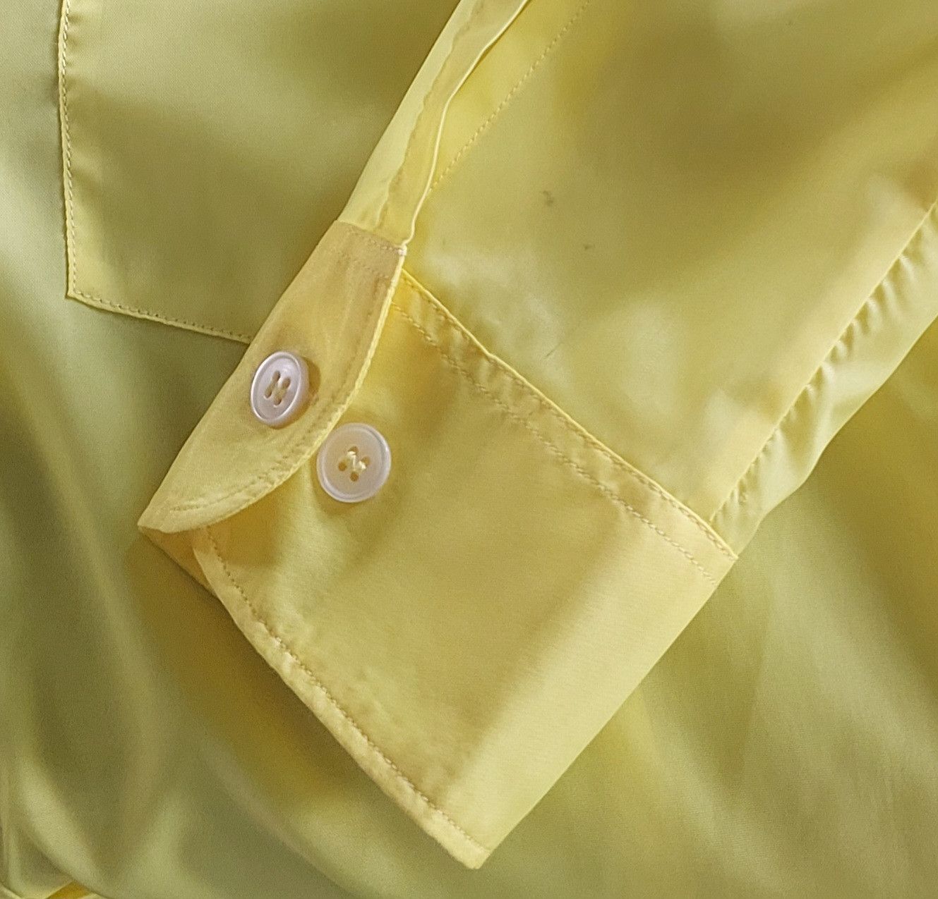 Helmut Lang Vintage Bright Yellow Sheer Shirt with Contrast Collar Size XS / US 0-2 / IT 36-38 - 11 Thumbnail