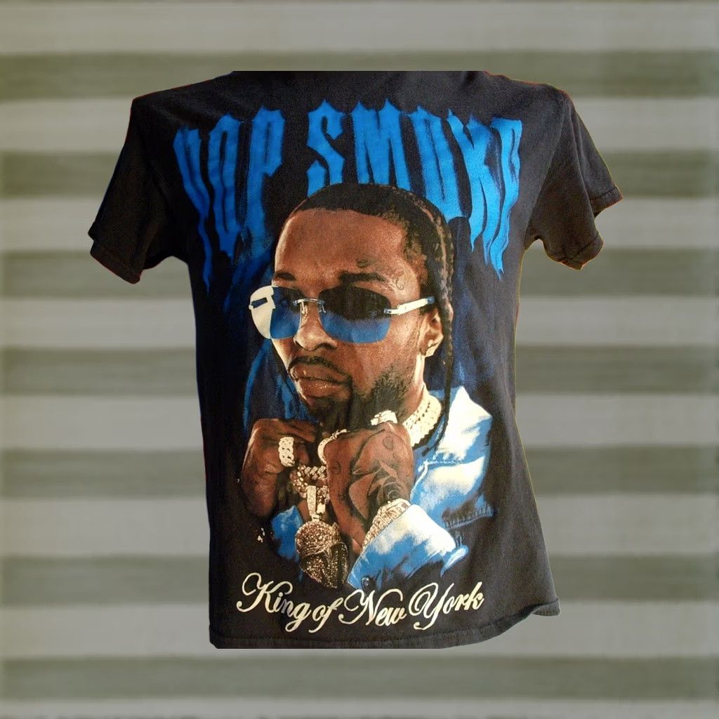 Vintage Pop Smoke King of New York t shirt Mens M Black Cotton Graphic Print Hip Hop NYC 2010s VINTAGE Size US M / EU 48-50 / 2 - 1 Thumbnail