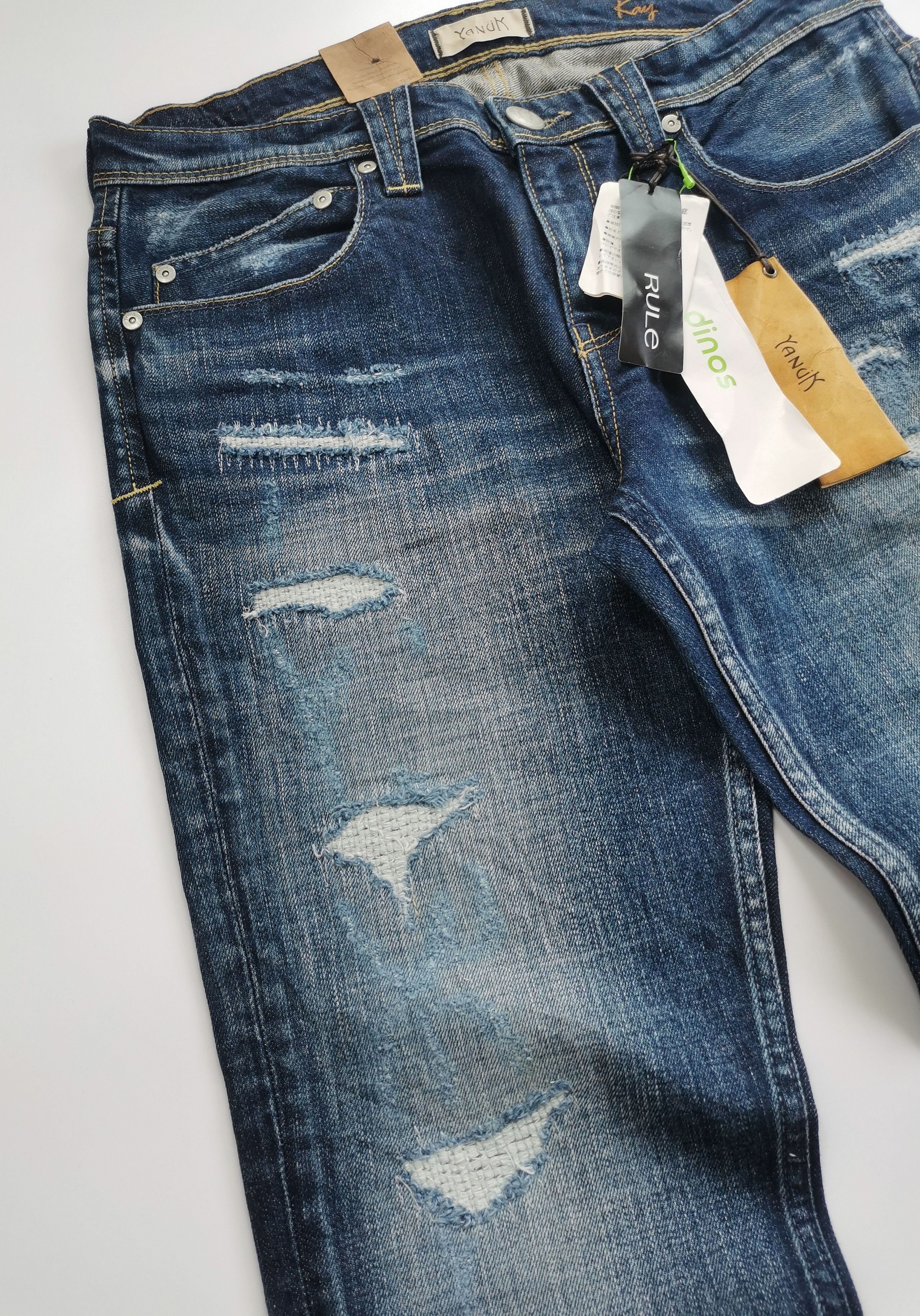 Kapital Yanuk "Dino Rule" Distressed Slim Straight Denim Jeans (NWT) Size US 31 - 11 Thumbnail