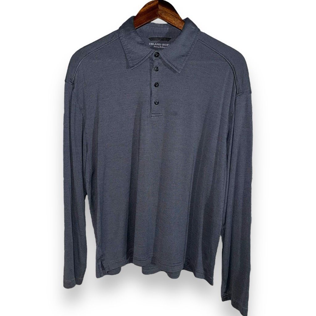 Tommy Bahama Gray Tommy Bahama Silk & Wool Island Soft L/S Polo Shirt L Size US L / EU 52-54 / 3 - 1 Thumbnail