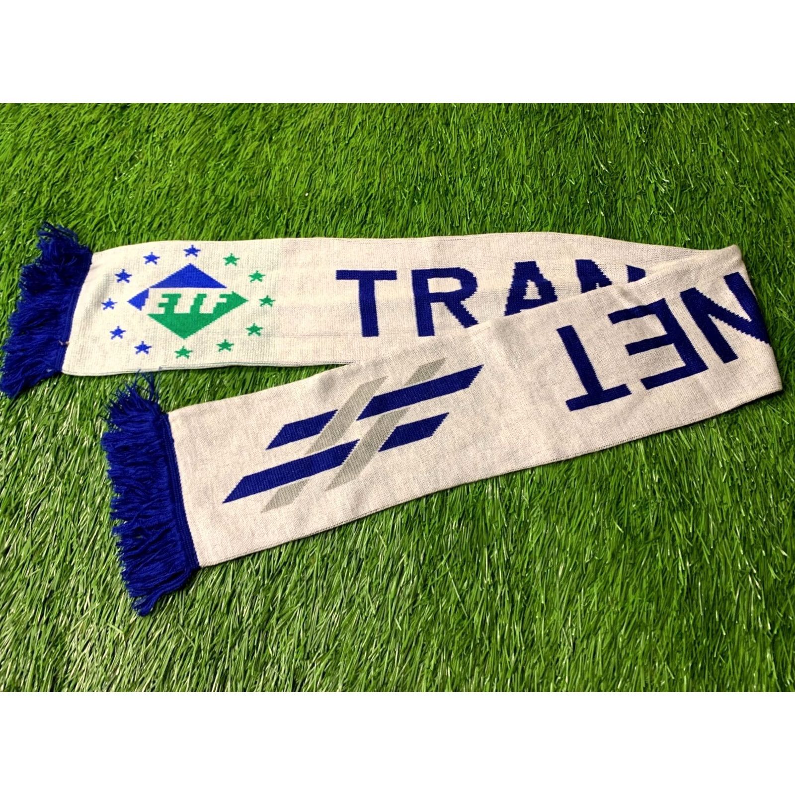 Vintage Official Product Scarf Men One Size White and Blue Transnet Pattern Size ONE SIZE - 2 Thumbnail