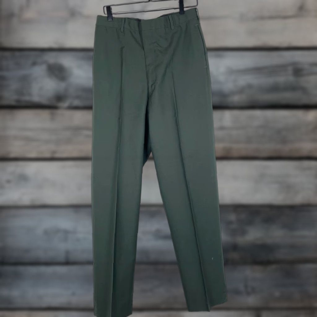 Vintage DSCP Men Pants 32 x 32 Wool Blend Dark Green 90s Serge Vintage 33XL Tag 90s DSCP Size US 32 / EU 48 - 1 Thumbnail