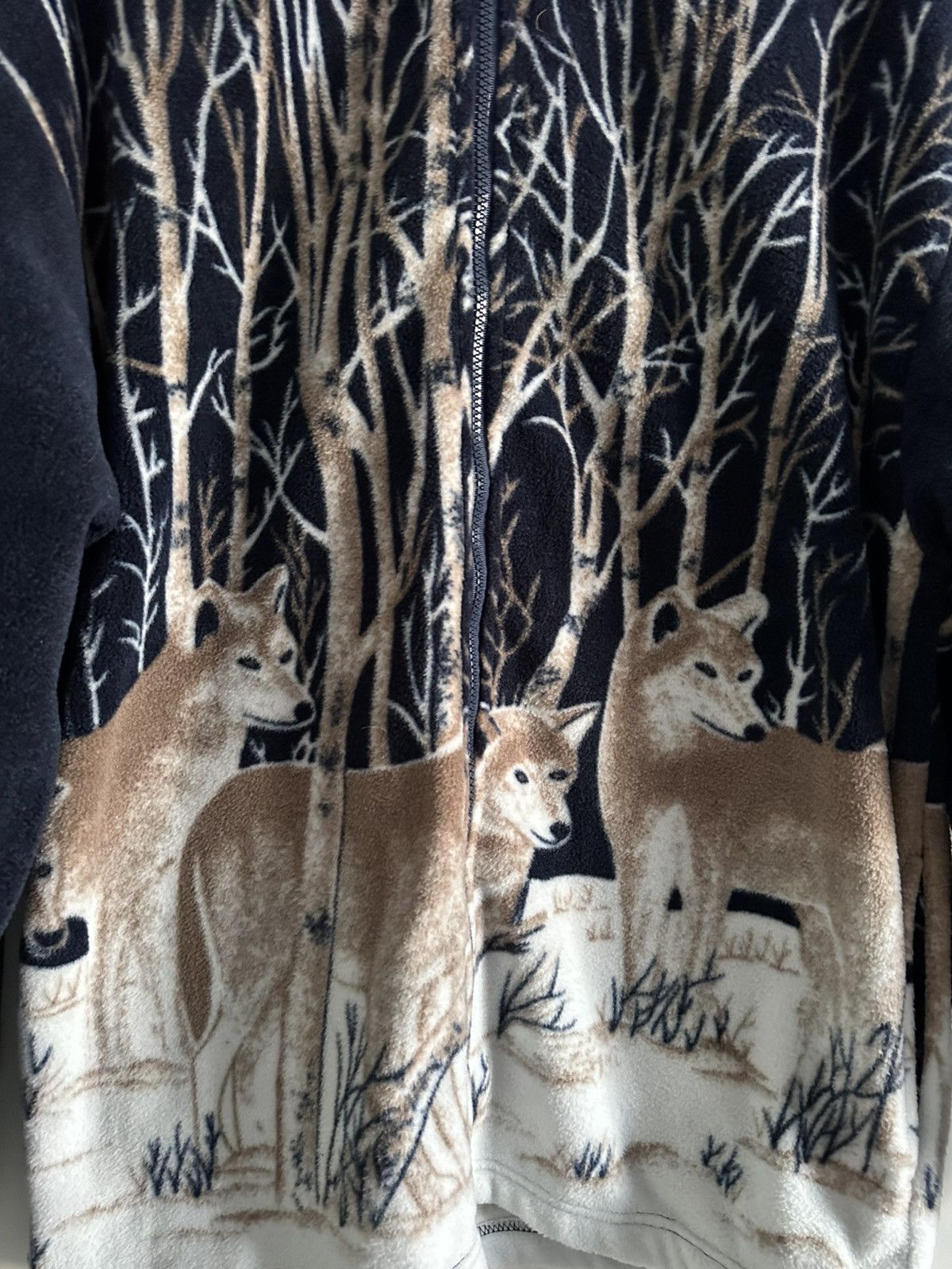 Vintage Vintage Wolf Full Zip Fleece Jacket Size US L / EU 52-54 / 3 - 3 Thumbnail