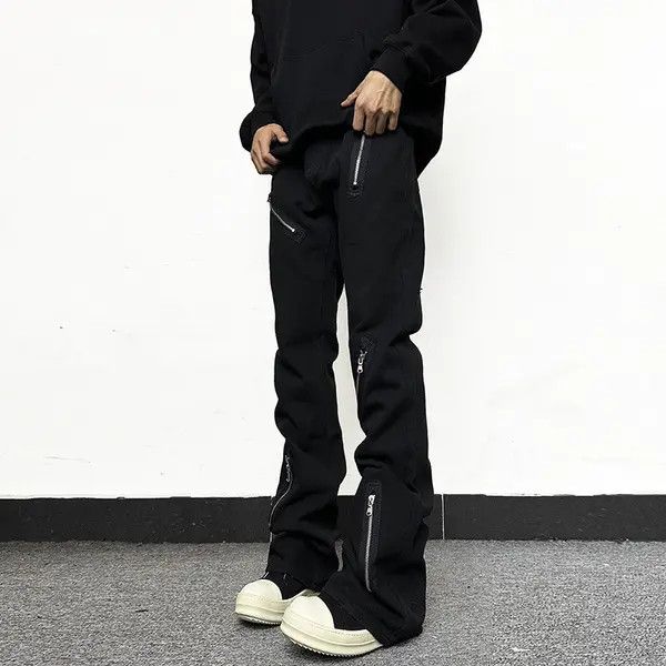 Jean Black Zipper Flare Pants Size US 30 / EU 46 - 8 Thumbnail