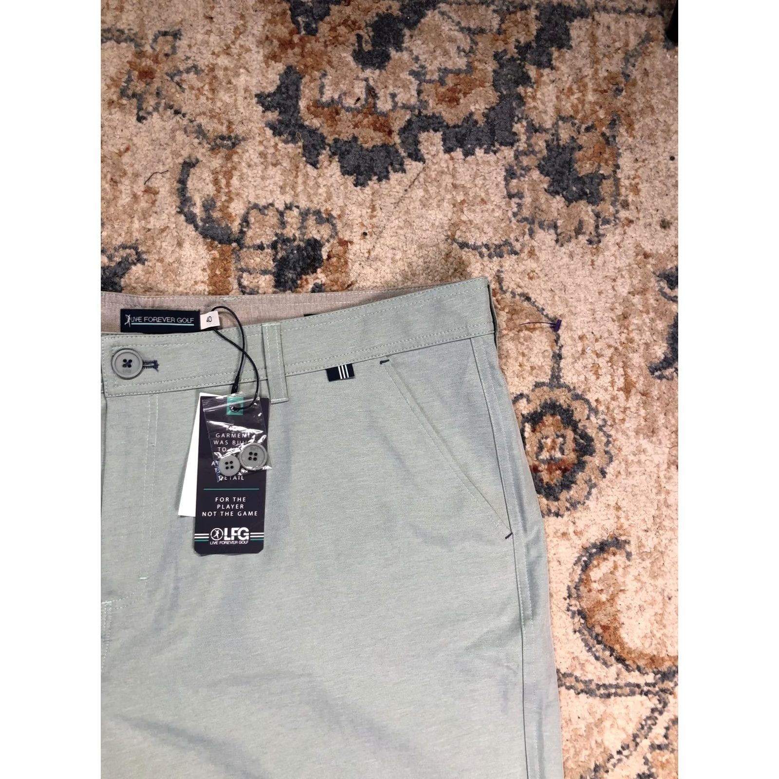 Vintage Live Forever Golf Shorts Mens 40 Green Coast To Course Hybrid Stretch 9 Inseam Size US 40 / EU 56 - 3 Thumbnail