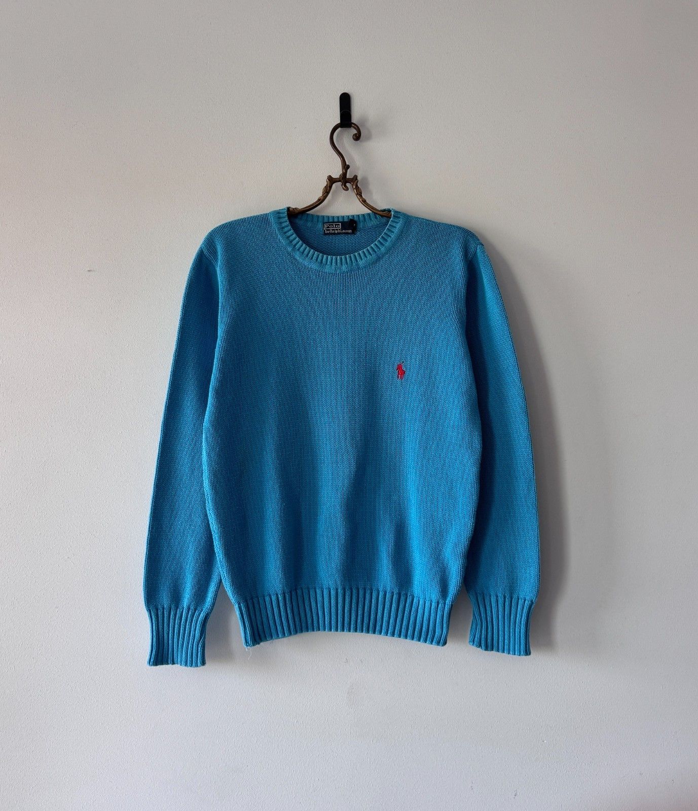 Polo Ralph Lauren Ralph Lauren Light Blue Vintage Knit Sweater Polo Mens Y2K Size US M / EU 48-50 / 2 - 1 Thumbnail