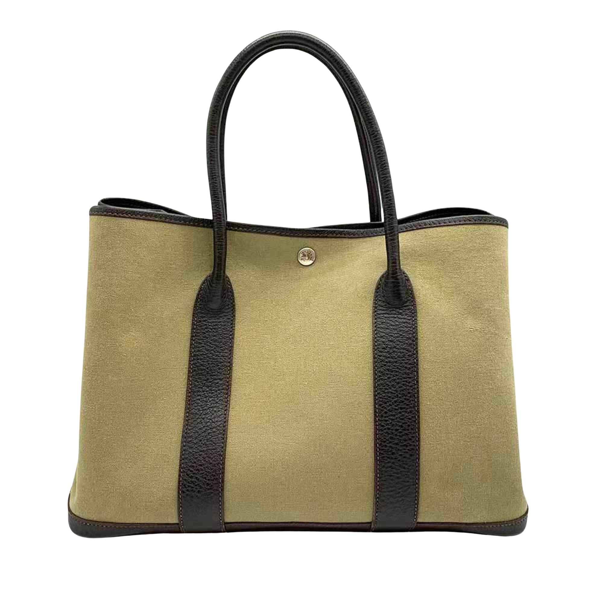 image of Hermes Garden Party Handbag in Khaki, Women's