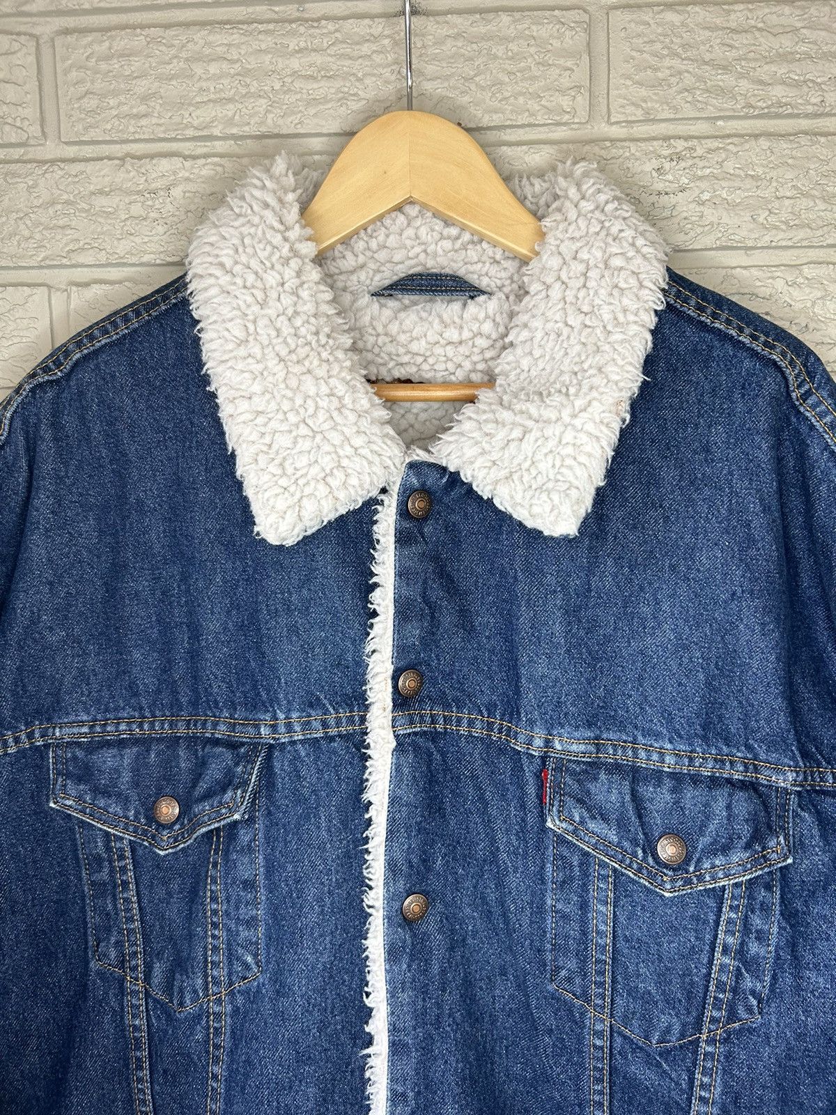 Levi's Vintage 90s Levis Sherpa Lined Denim Jacket Rare Size US XXL / EU 58 / 5 - 3 Thumbnail