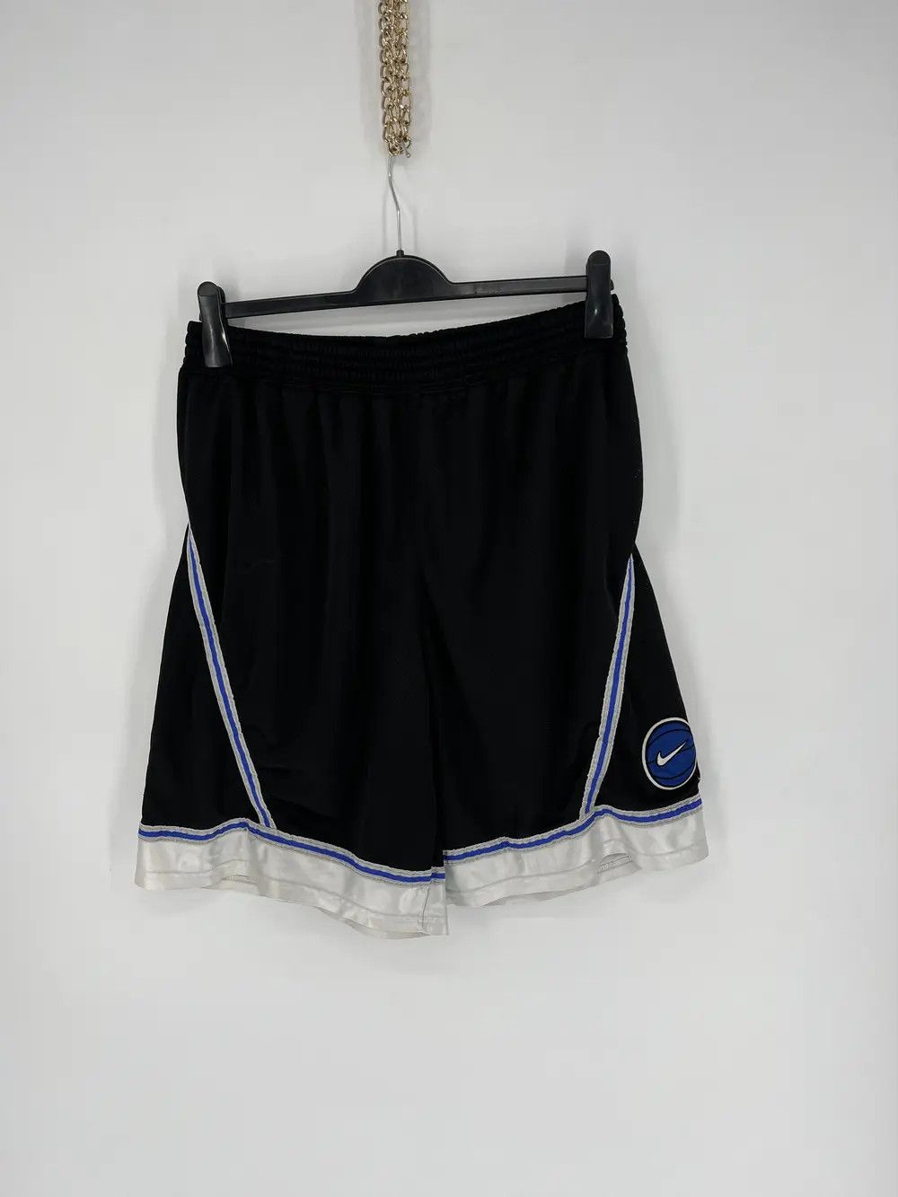 NBA × Nike × Vintage 90s Vintage Nike Black Nylon Mini Swoosh Shorts Travis Style Size US 42 / EU 58 - 1 Thumbnail