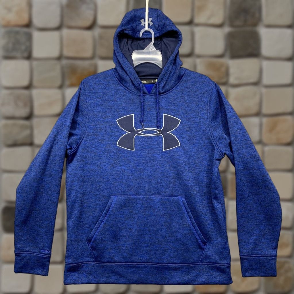 Under Armour Under Armour Mens Hooded Sweatshirt Logo Hoodie Blue Logo Size Medium Loose Fit Hoodie Mens Blue Logo Comfort Pullover Size US M / EU 48-50 / 2 - 1 Thumbnail