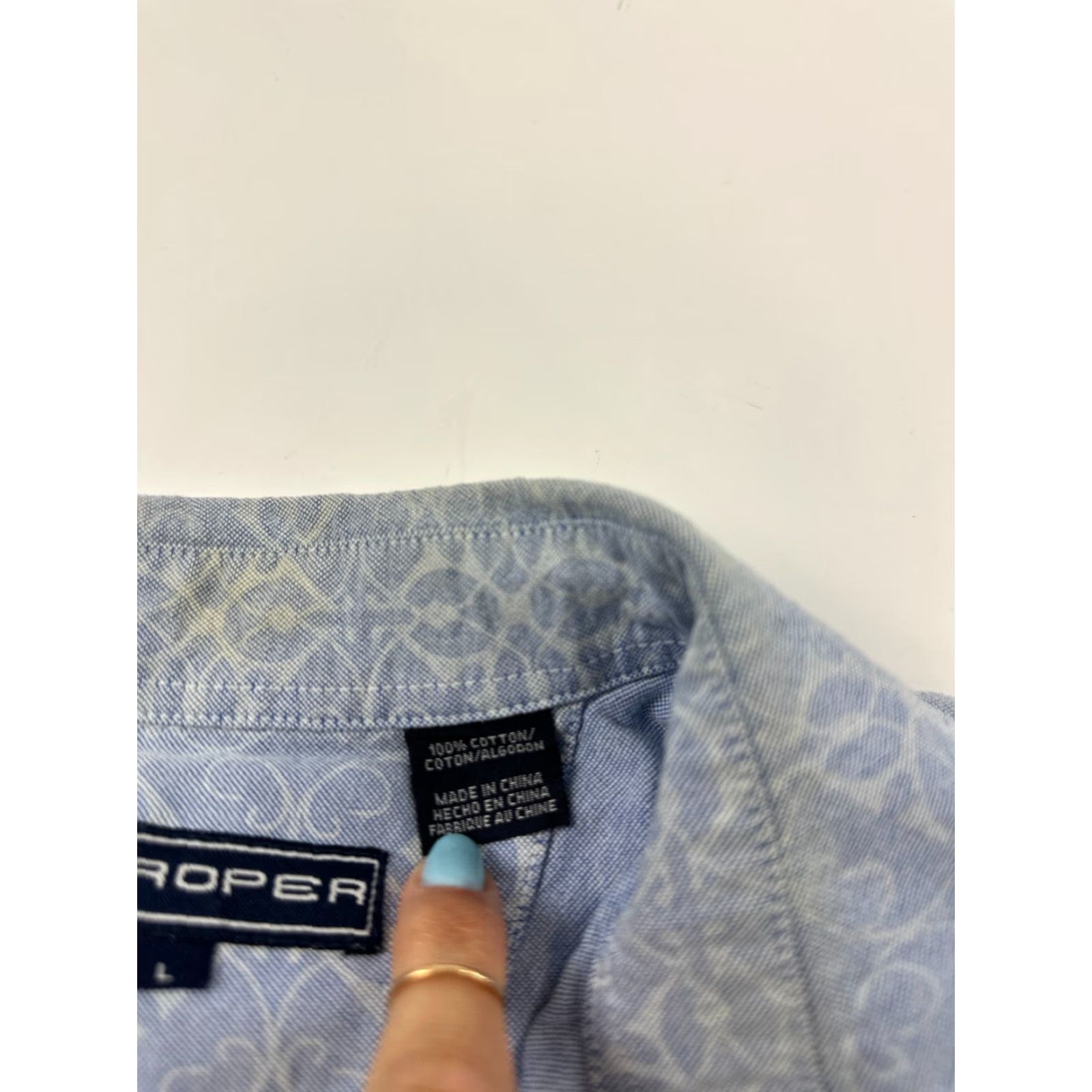Roper Roper Shirt Mens Large Blue Floral Western Cowboy Pockets Long Sleeve Pearl Snap Button-Up Casual Size US L / EU 52-54 / 3 - 6 Thumbnail