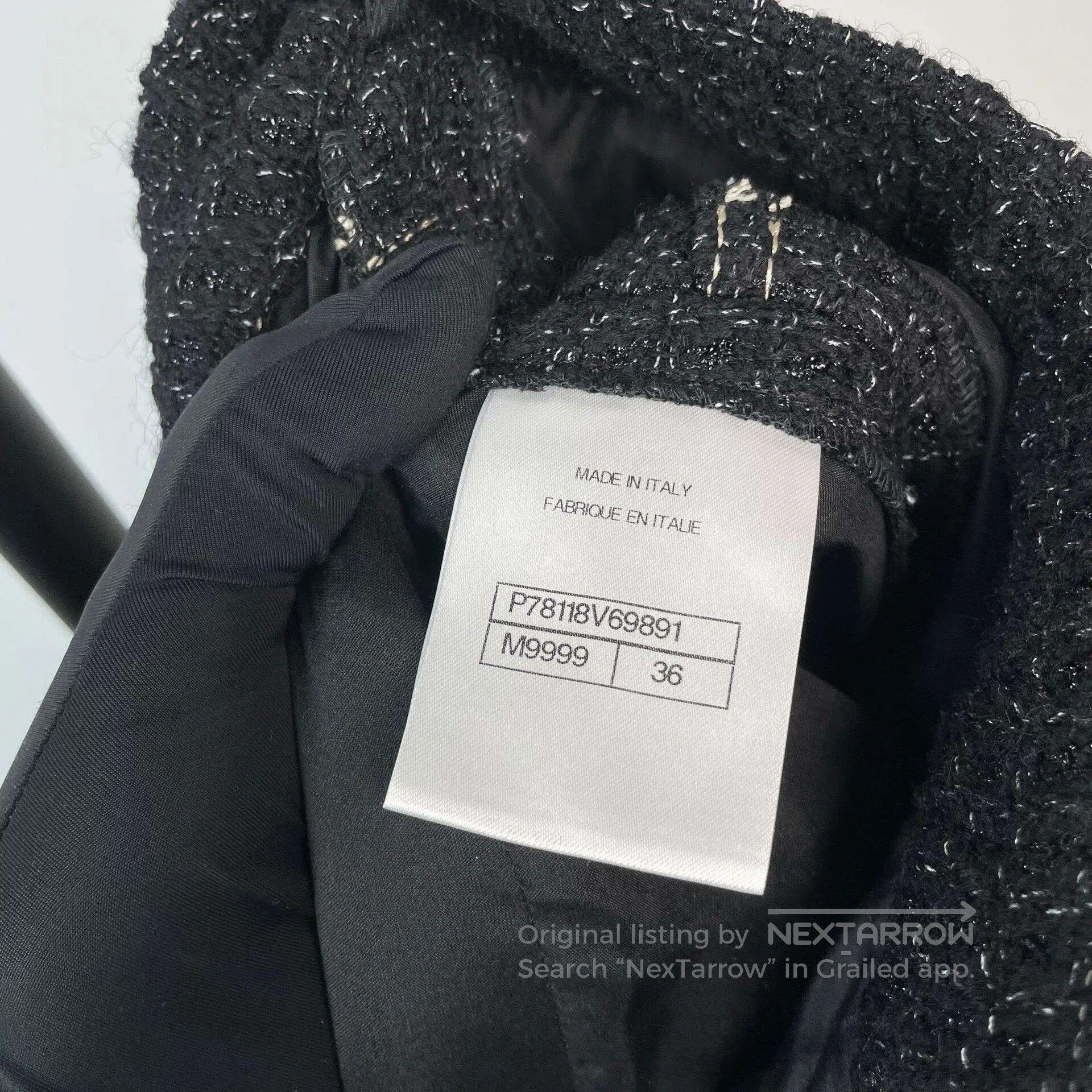 Chanel Chanel Black Tweed Straight. Size 35" - 4 Thumbnail