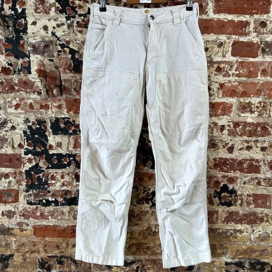 Carhartt VINTAGE Carhartt Men’s Double Knee Workwear Pants 30x30 White Cream Mens Pants Carhartt 5-Pocket Design Cotton Workwear Size US 30 / EU 46 - 2 Thumbnail