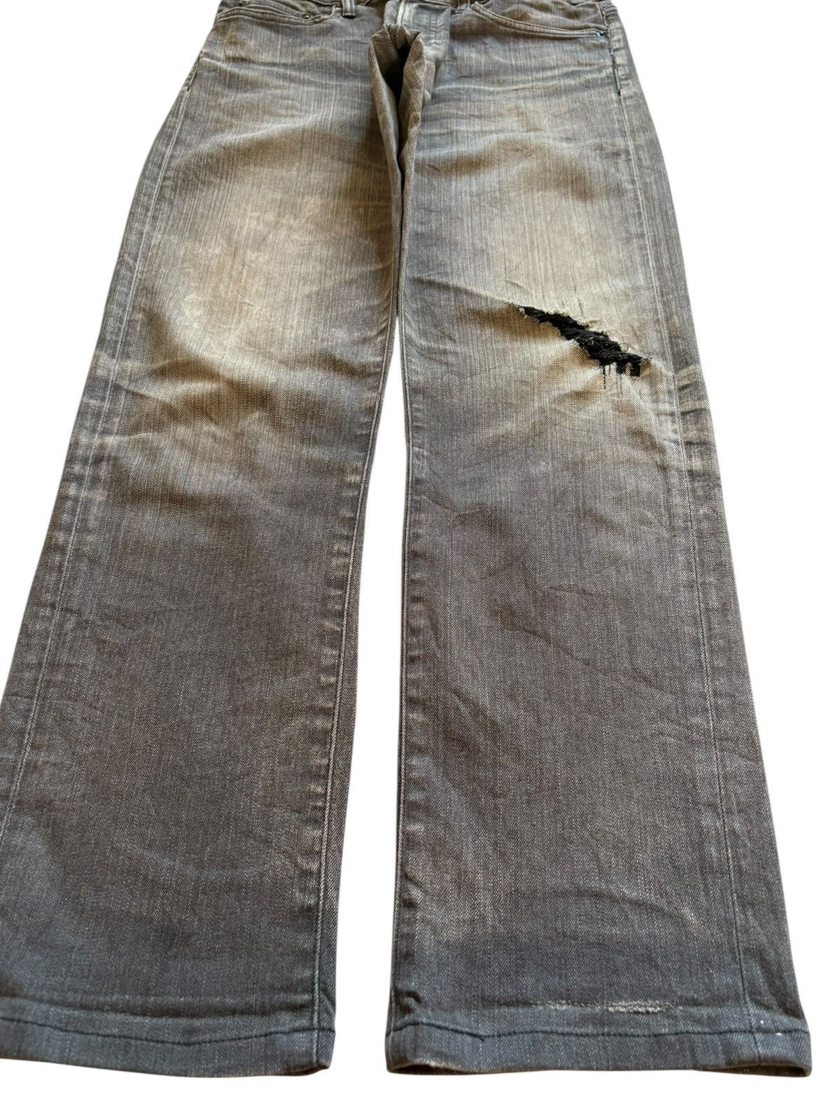 Japanese Brand × Jun Takahashi × Uniqlo Vintage Uniqlo Rusty Mud Wash Distressed Ripped Jeans Size US 31 - 7 Thumbnail