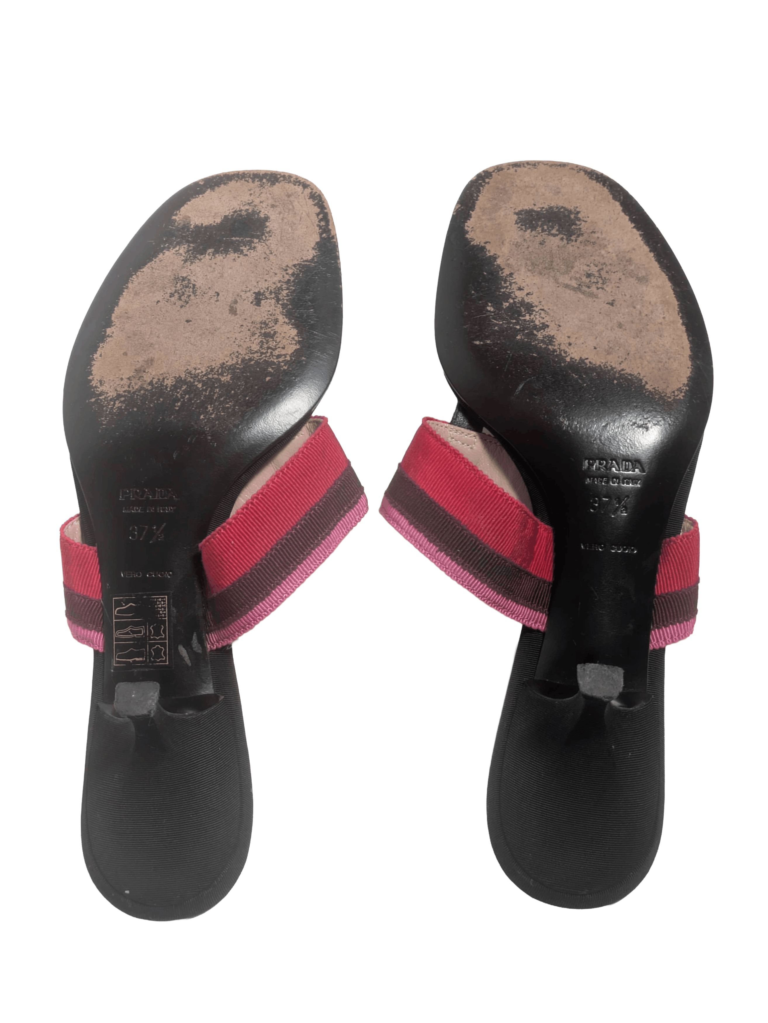 Prada Vintage Prada kitten heel thong sandals with striped bow Size US 6.5 / IT 36.5 - 5 Thumbnail