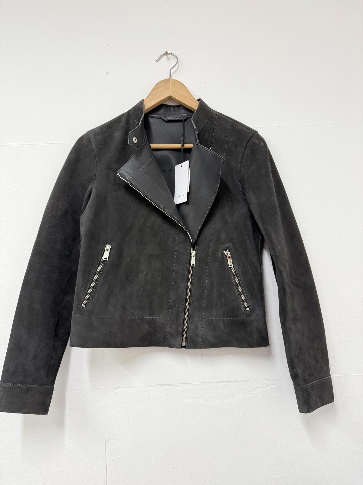 Reiss Reiss Grey Suede Leather Jacket UK Size 8 Size XS / US 0-2 / IT 36-38 - 1 Thumbnail