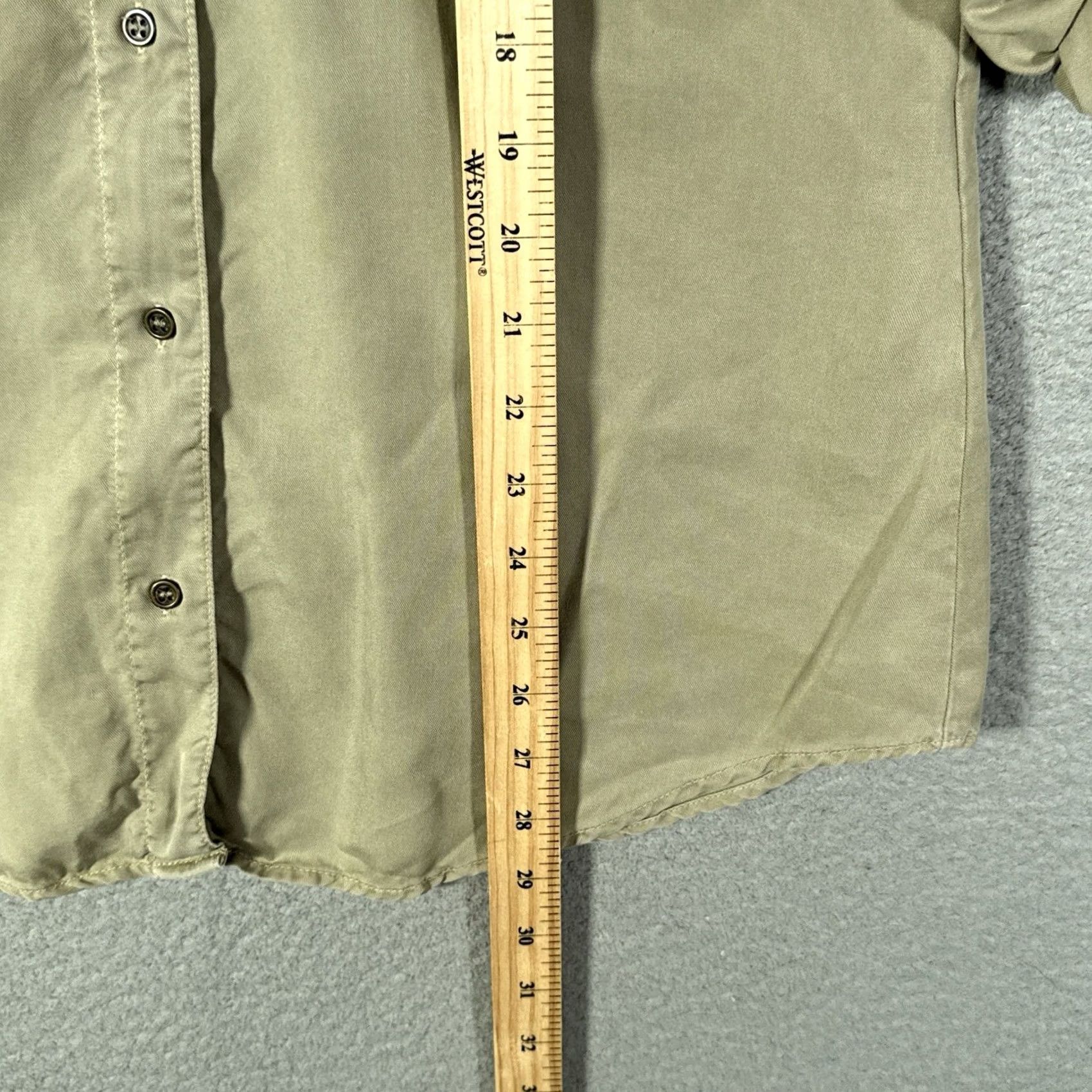 Zara Zara Shirt Womens XS Khaki Military Style Button-Up Long Sleeve Collared Beaded Studded Pockets Boho Streetwear Size XS / US 0-2 / IT 36-38 - 7 Thumbnail