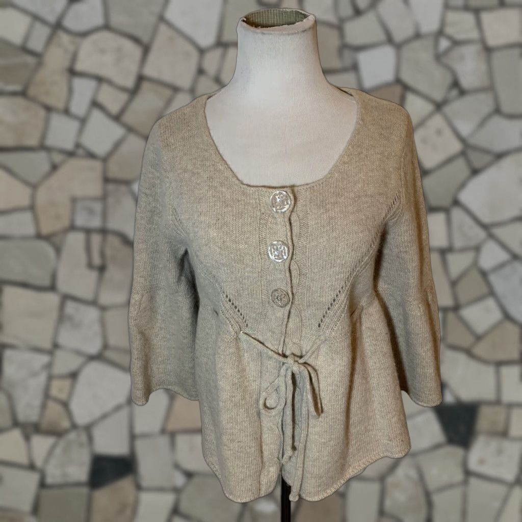 VINTAGE FWM Fenn Wright Manson Women's Beige Wool Blend Cardigan
