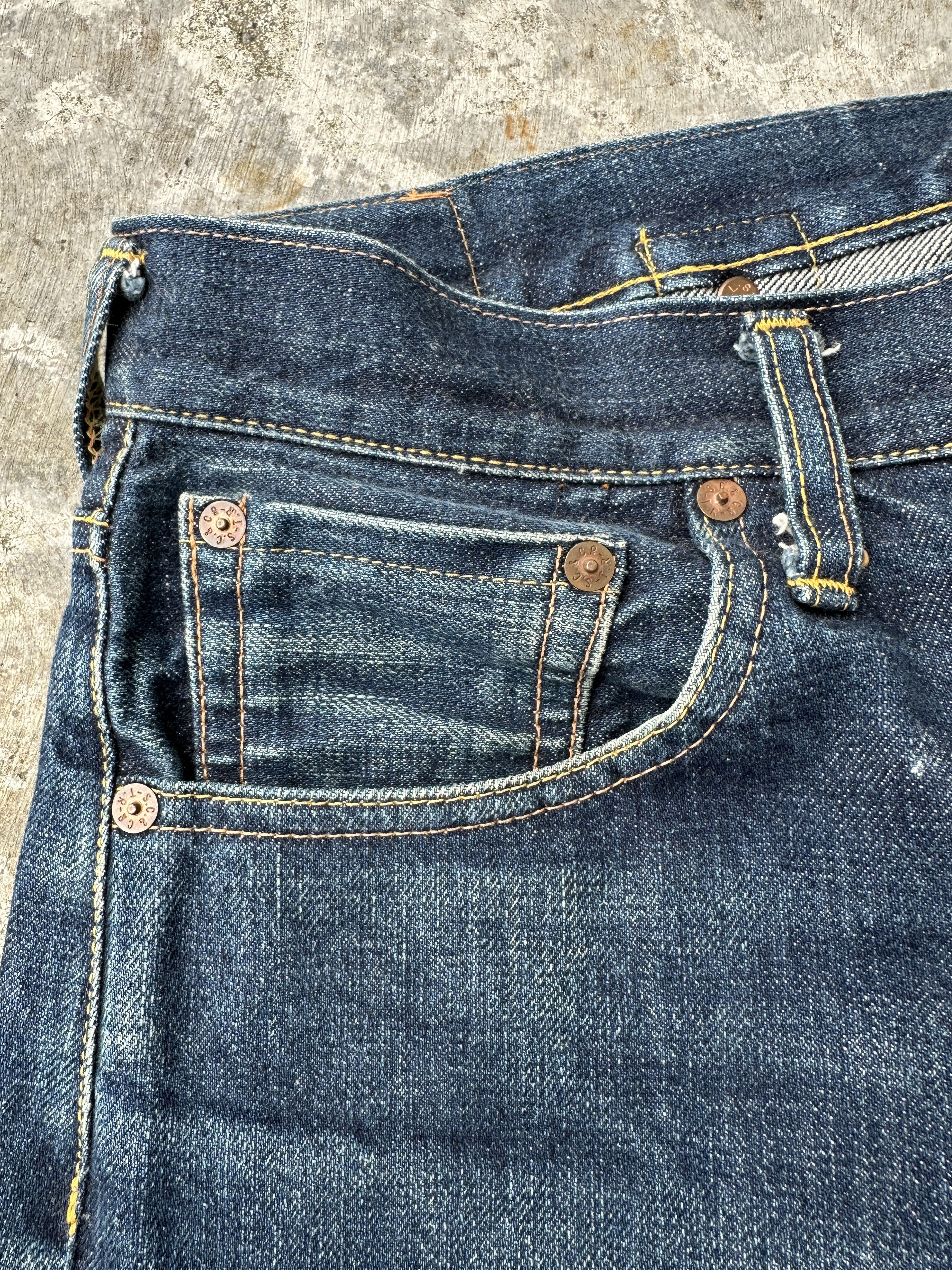 Evisu Buckle Back No2 2000s Selvedge seagulls back cinch denim 501 Size US 35 - 19 Thumbnail