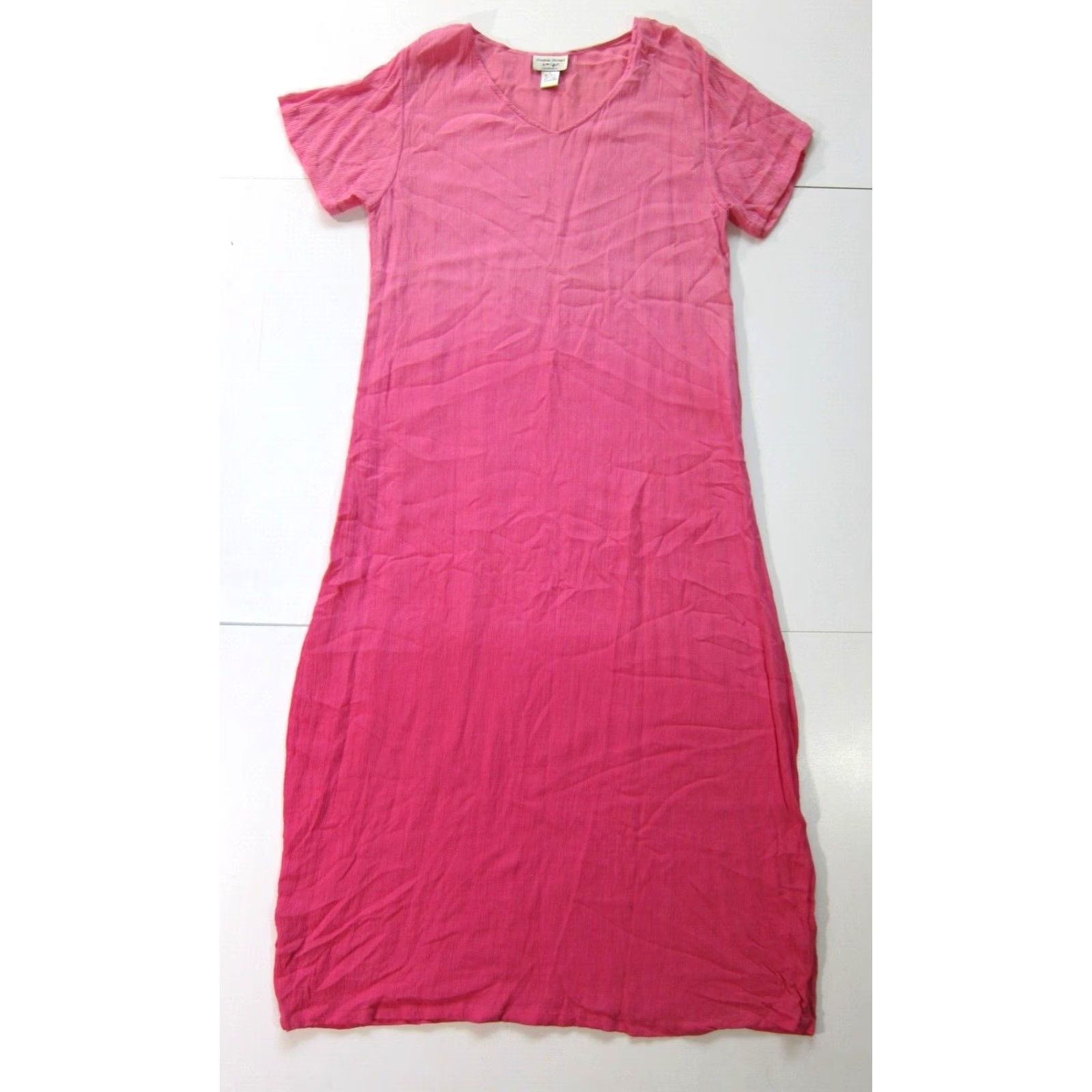 Vintage Amanda Stewart 100% Rayon Pink Ombre Short Sleeve Maxi Dress Women Large Size 36" / US 14 / IT 50 - 6 Thumbnail