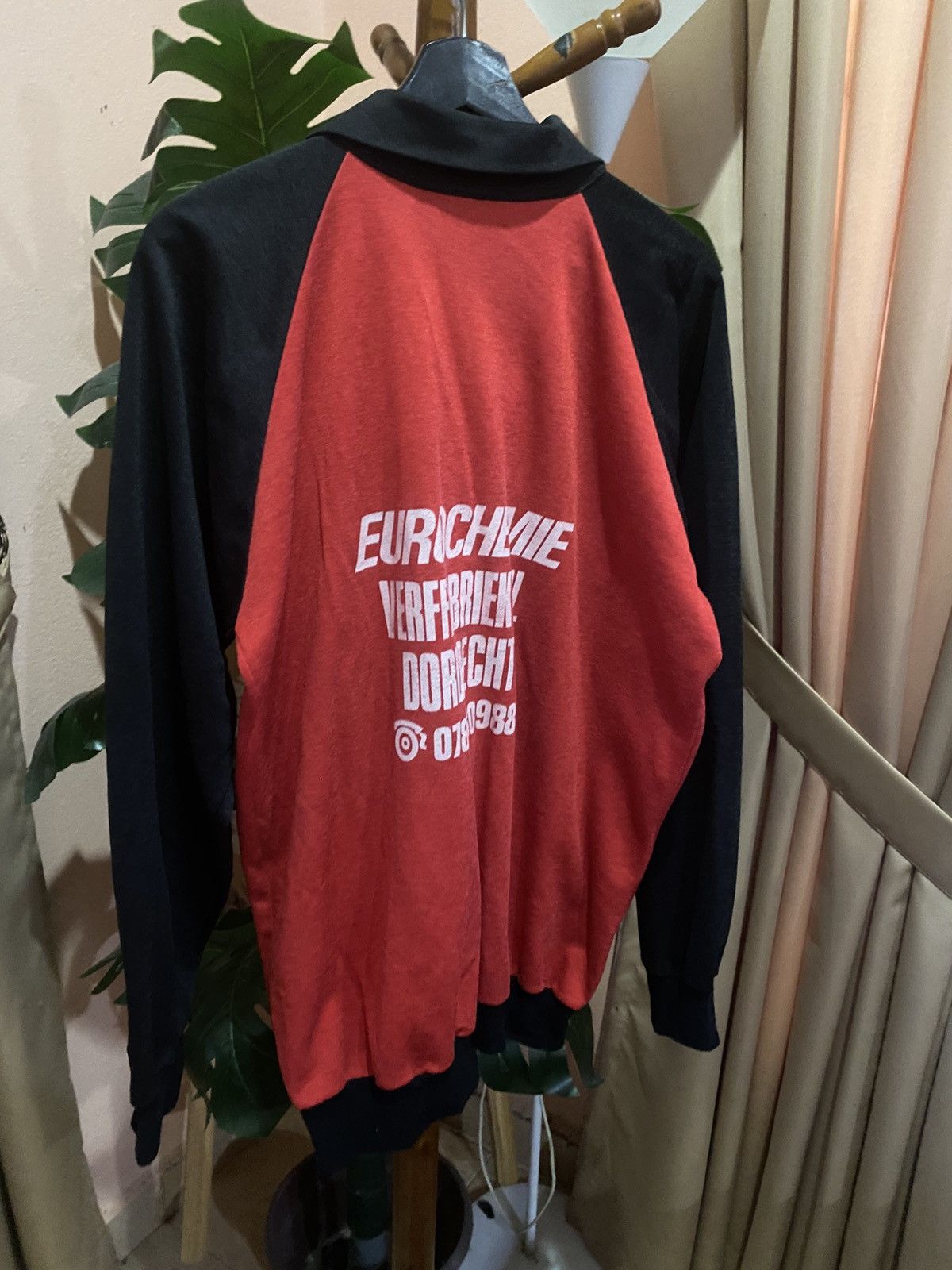 Vintage 1980s Eurochemie Dordrecht Red & Black Zip-Up Track Jacket Size US L / EU 52-54 / 3 - 8 Thumbnail