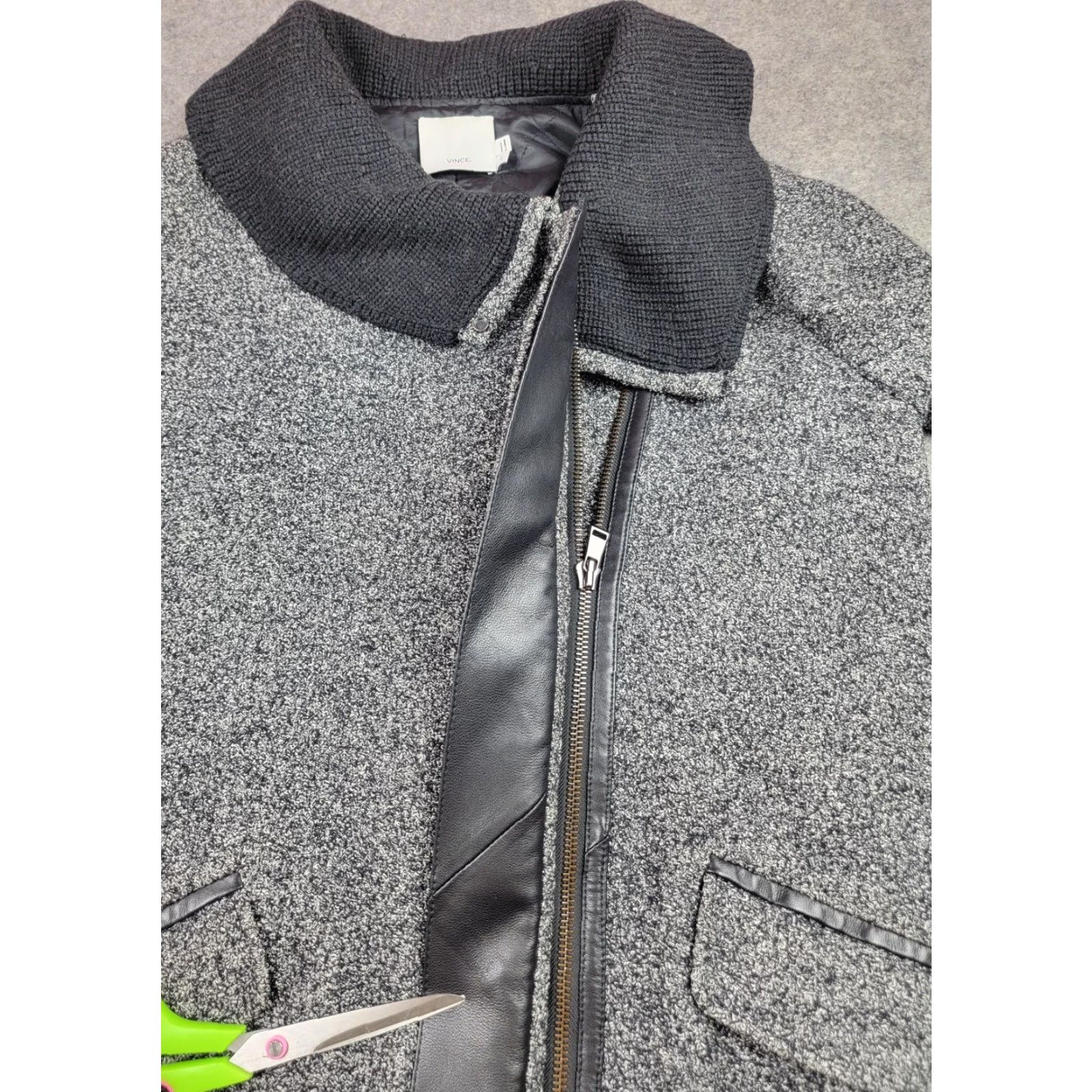 Vince Vince Coat Womens M Shawl Collar Asymmetrical Zip Leather Trim Size M / US 6-8 / IT 42-44 - 3 Thumbnail