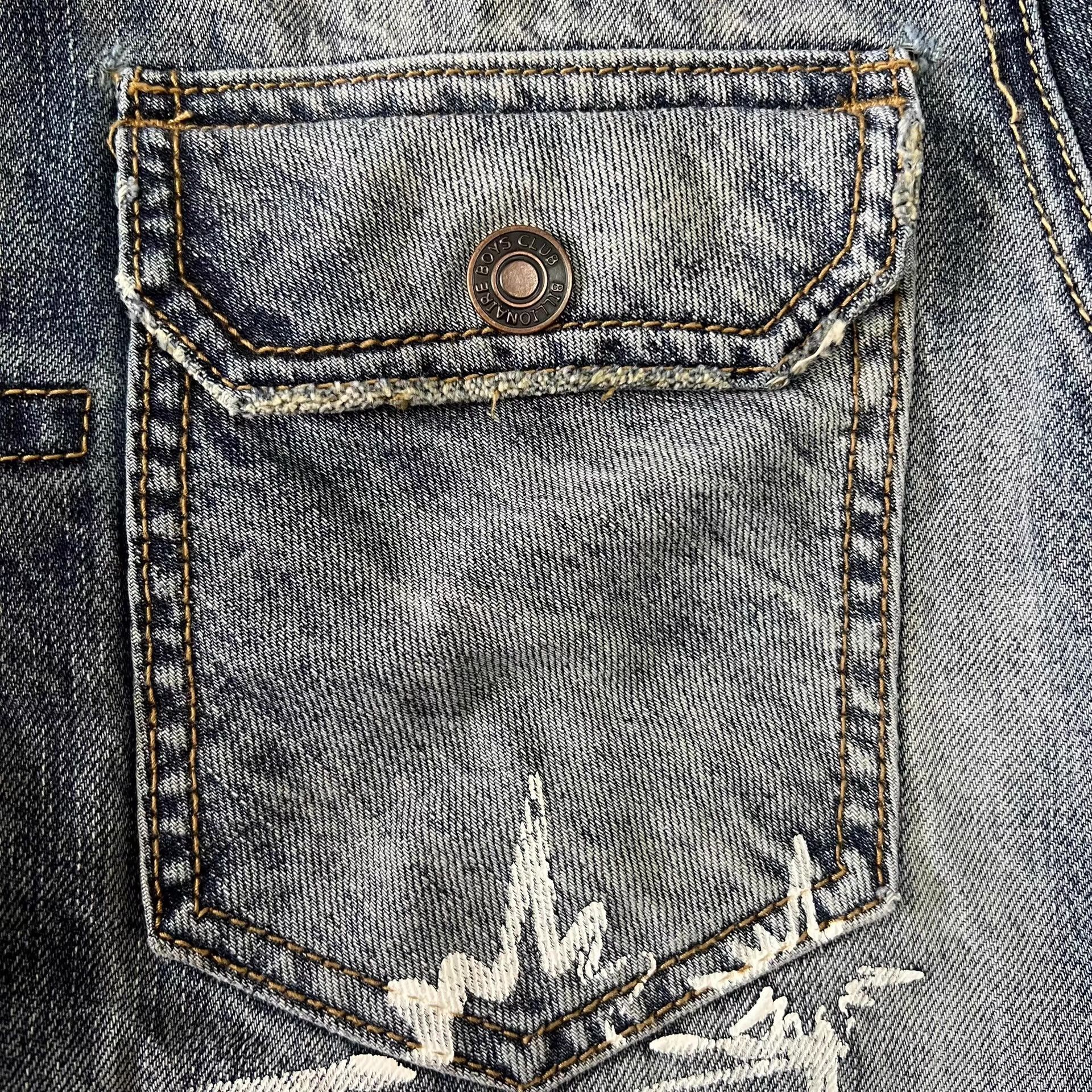 Billionaire Boys Club b BBC Paint-Splatter Distressed Explosion Denim Jacket。 Q7 Size US L / EU 52-54 / 3 - 5 Thumbnail