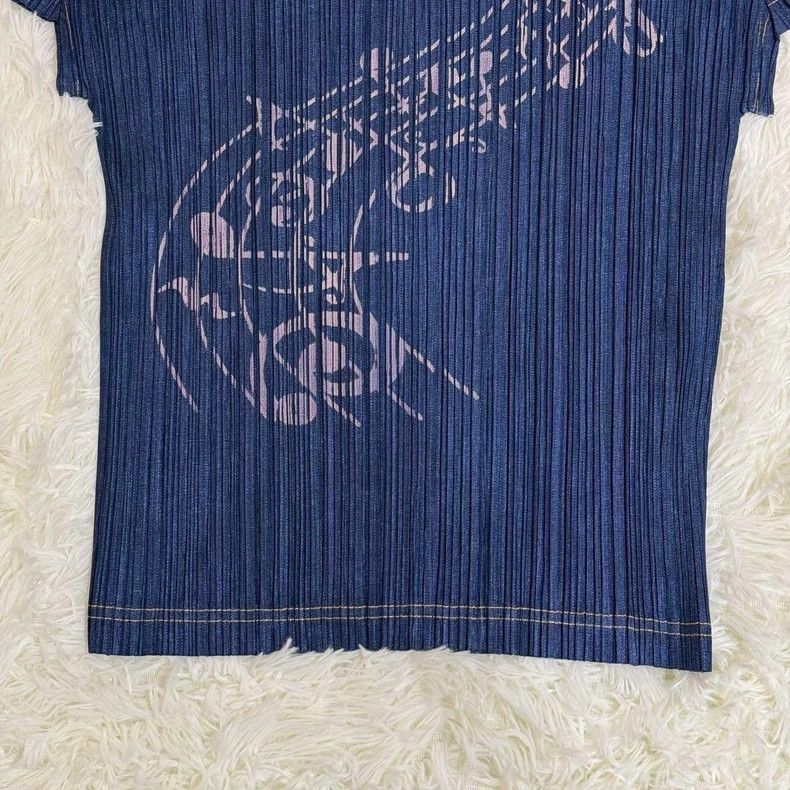 Issey Miyake Issey Miyake size:3 Blue pleated note short-sleeved shirt Size XS / US 0-2 / IT 36-38 - 2 Thumbnail