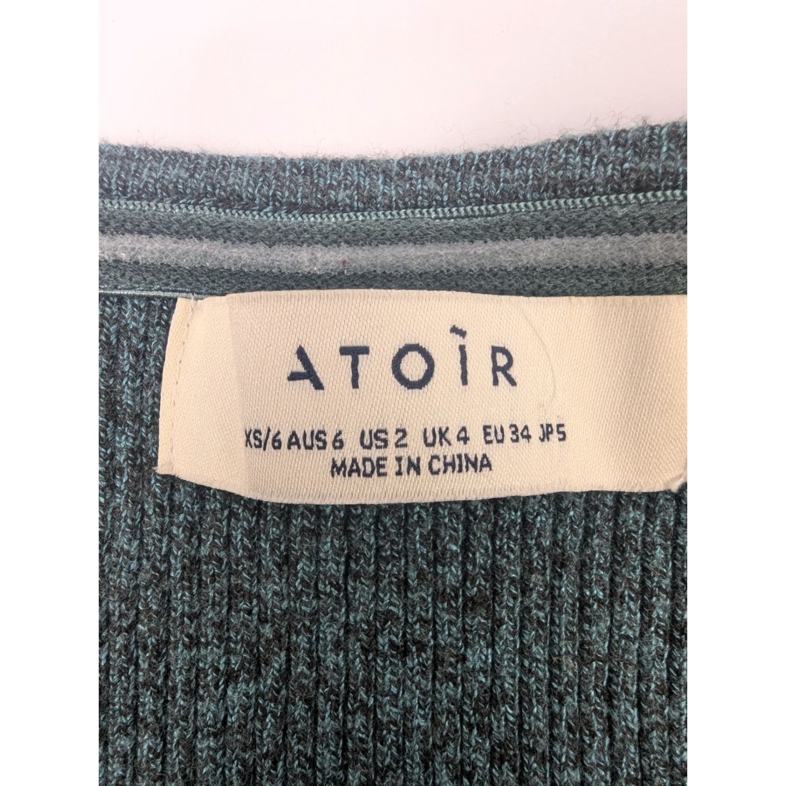 Vintage Atoir Ribbed Top XS Emerald Green Long Sleeve Tie Front Cutout Pullover Womens Sweater Size XS / US 0-2 / IT 36-38 - 7 Thumbnail