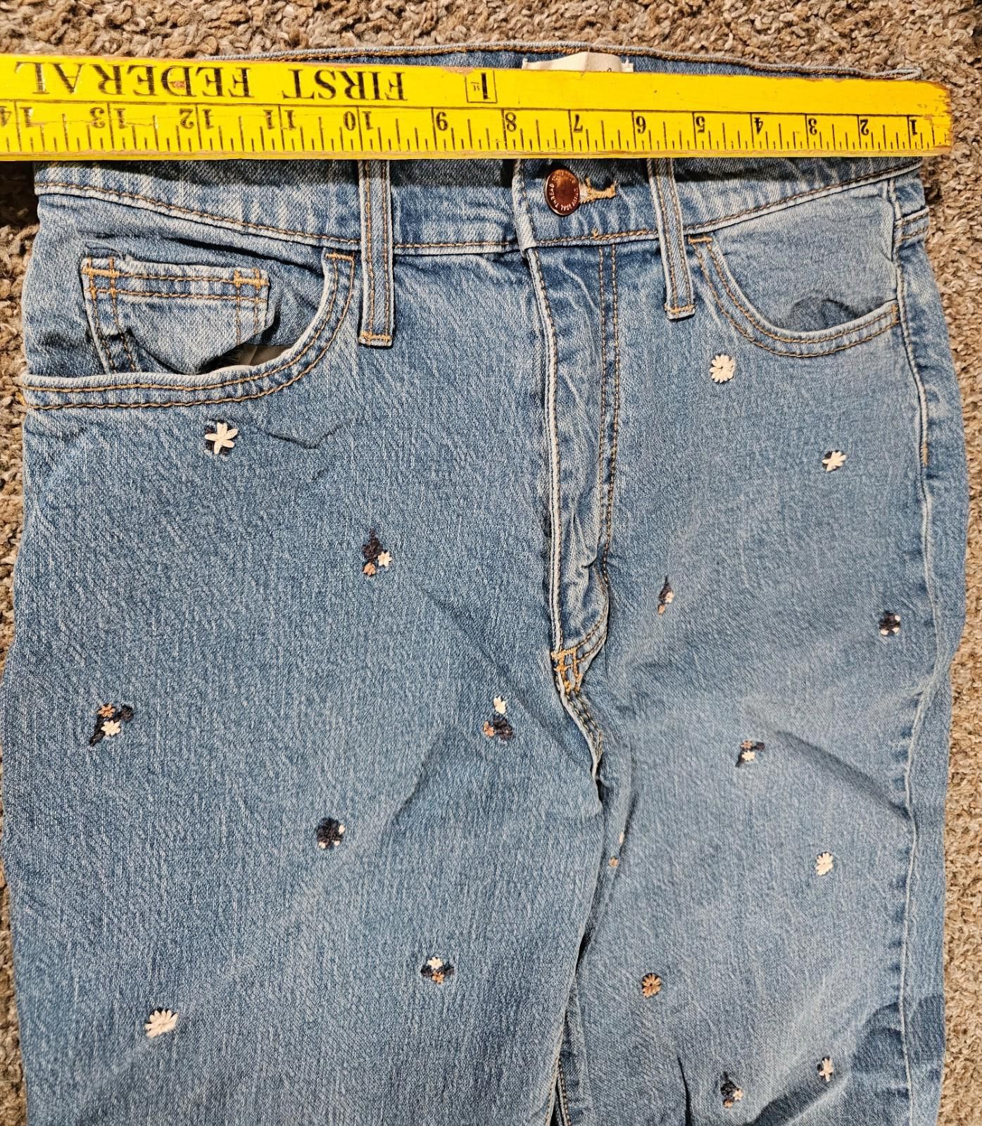 Other Universal Thread Size 4/27L Straight Jeans Light Wash Flower Size 27" / US 4 / IT 40 - 4 Thumbnail