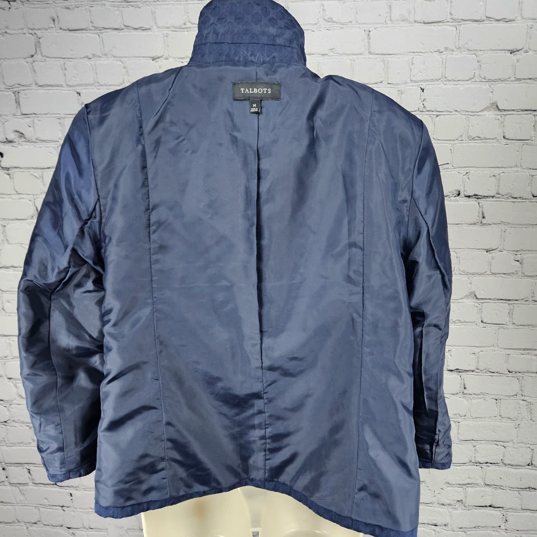 Talbots Talbots Jacket Women Short 3/4 Sleeve Lined Collared Buttoned Cropped Navy Blue 14 Classic Preppy Size XL / US 12-14 / IT 48-50 - 6 Thumbnail