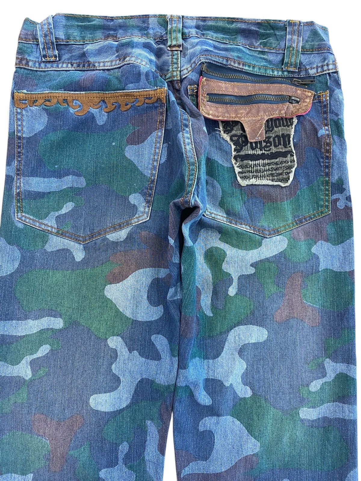 Japanese Brand Crazy Leopard Blue Camouflage Pattern Straight Cut Jeans Size US 32 / EU 48 - 4 Thumbnail
