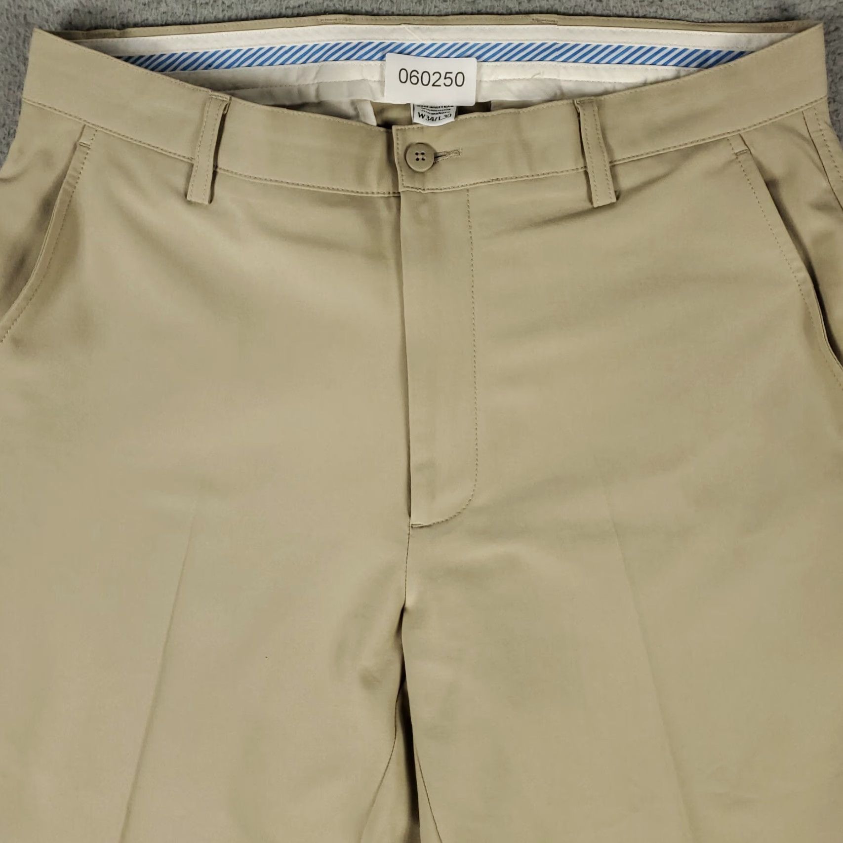 Footjoy FootJoy Pants Mens 34x30 Beige Chino Flat Front Regular Fit Straight Leg. Size US 34 / EU 50 - 2 Thumbnail