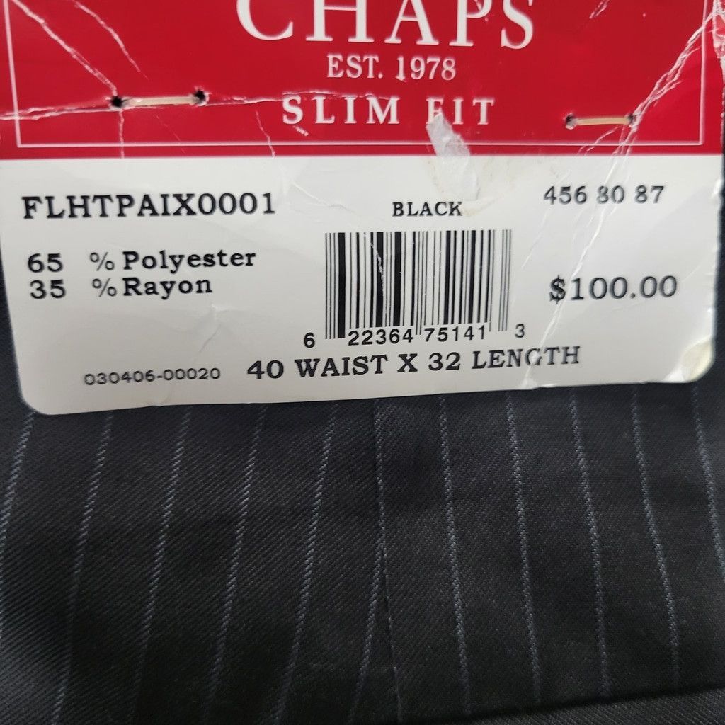 Chaps CHAPS Men's Slim Fit Black Pinstripe Pants 40/32 NWT $100 Size US 40 / EU 56 - 7 Thumbnail