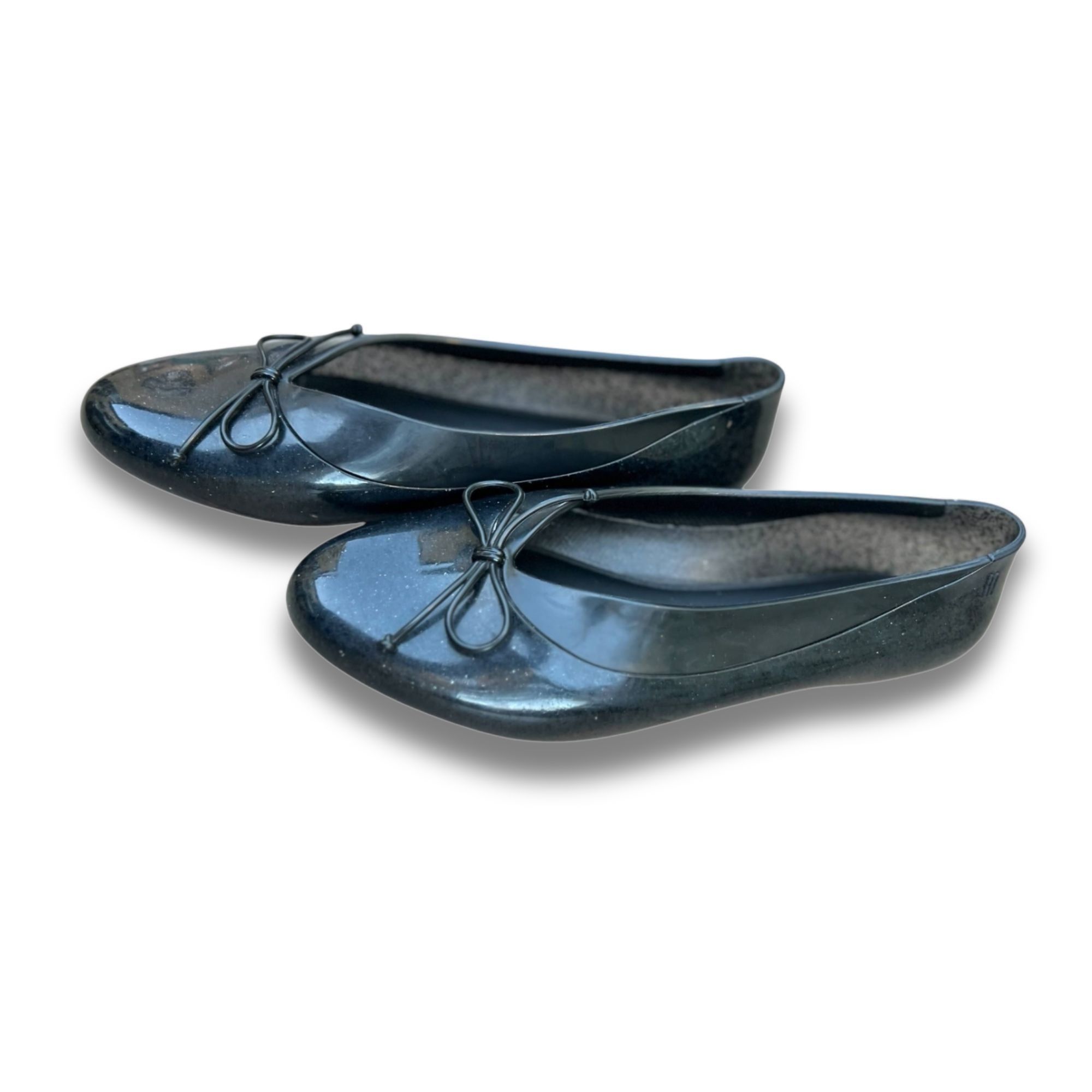 Melissa Melissa Womens Ballet Flat Shoes Size 8 Black Glossy Slip-On Size US 8 / IT 38 - 3 Thumbnail