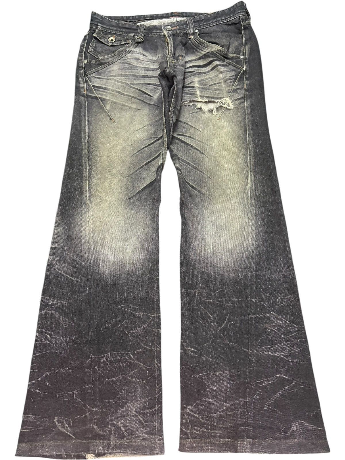 If Six Was Nine Vintage Nicole Club Faded Wash Distress Flare Jeans Size US 31 - 1 Thumbnail