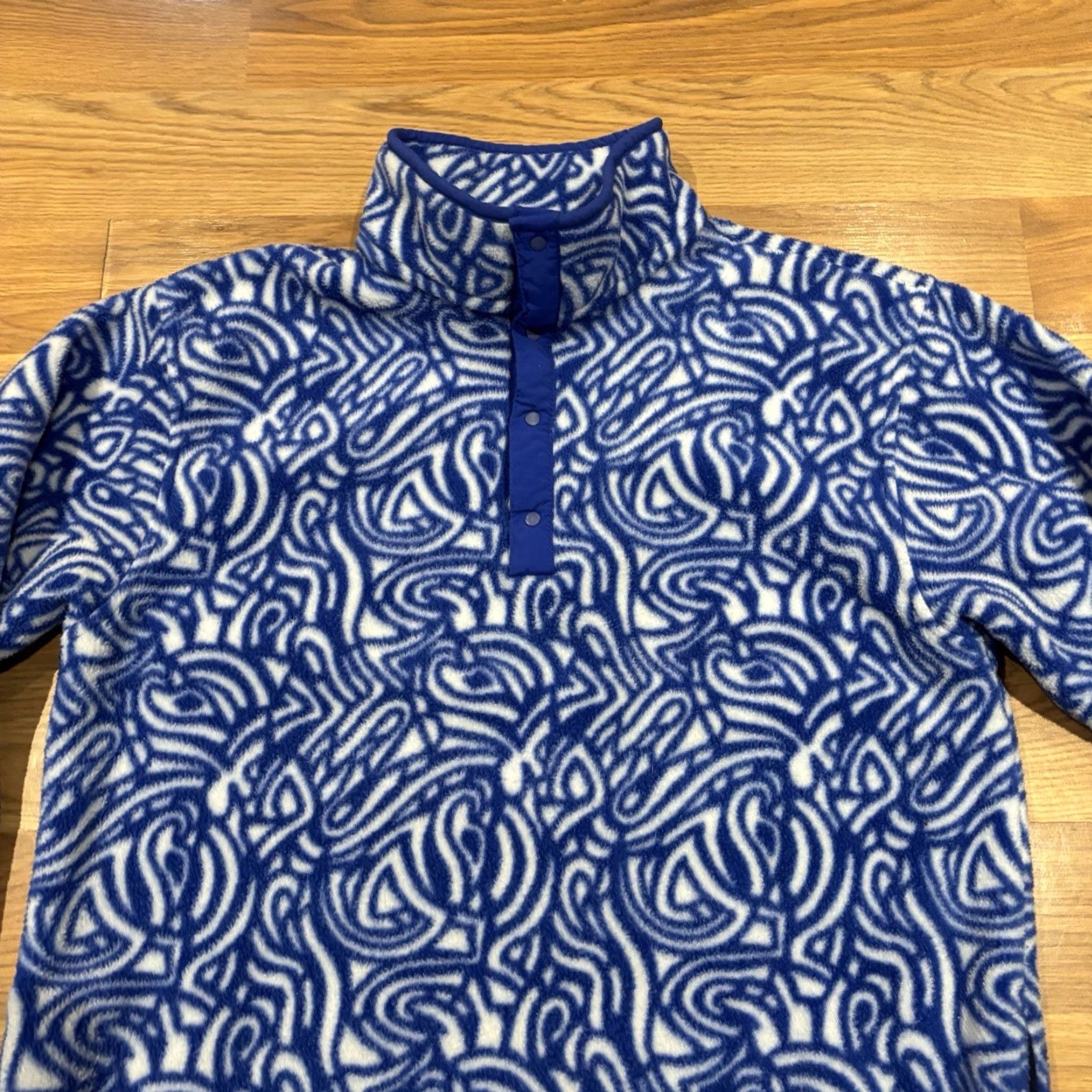 Vintage VINTAGE LL Bean T Snap Fleece Sweater Blue Design Pockets Made In USA Size M Men Pullover 90s Classic Outdoor USA Size US M / EU 48-50 / 2 - 6 Thumbnail
