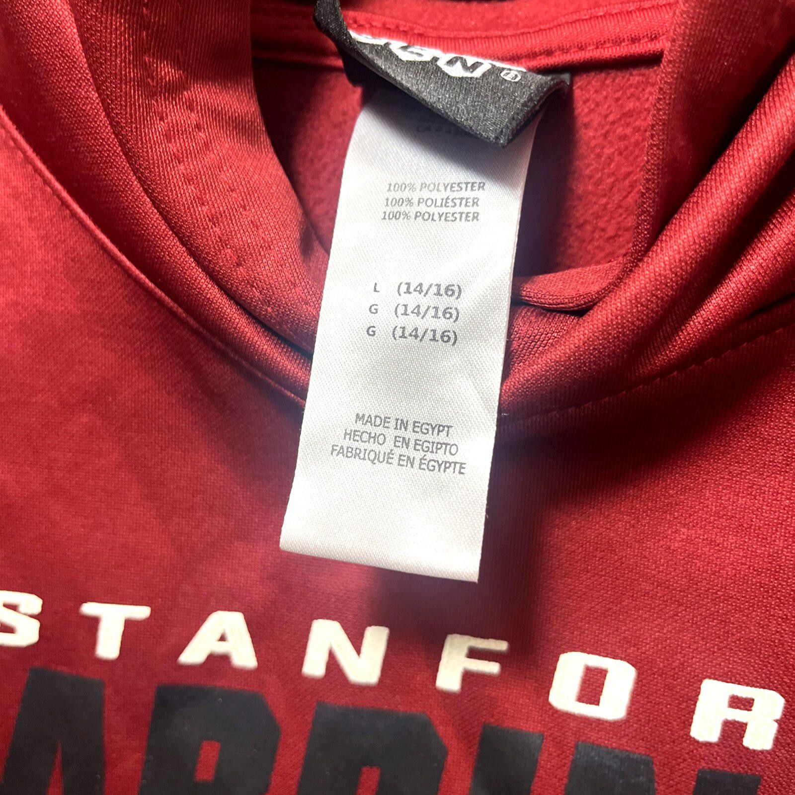 Genuine Leather Stanford Cardinal Hoodie Embroidered Sweatshirt --Lg (14-16) Size ONE SIZE - 2 Thumbnail