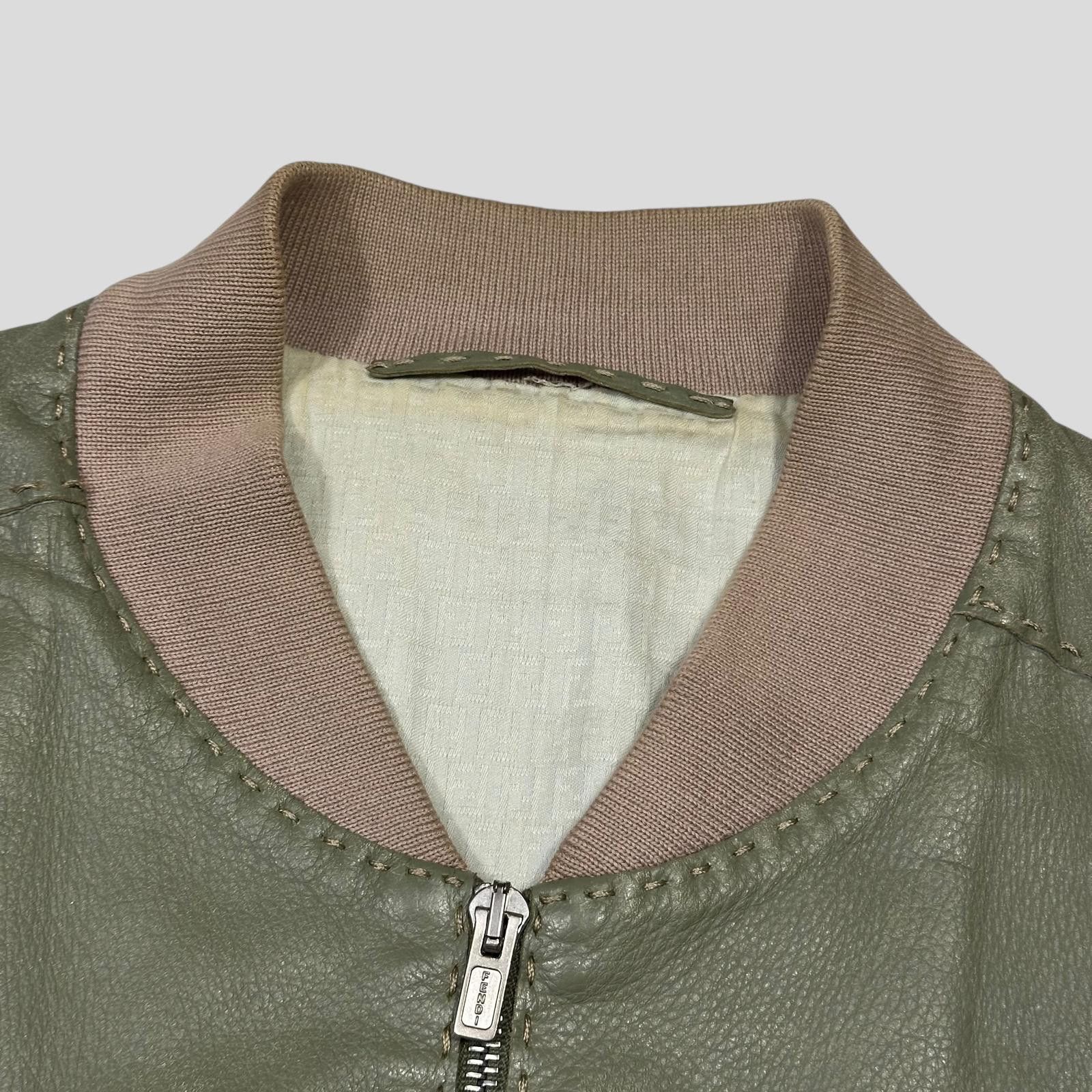 Fendi Fendi Avocado Green Leather FF Zucca Bomber Jacket IT46 S/M Size US M / EU 48-50 / 2 - 6 Thumbnail
